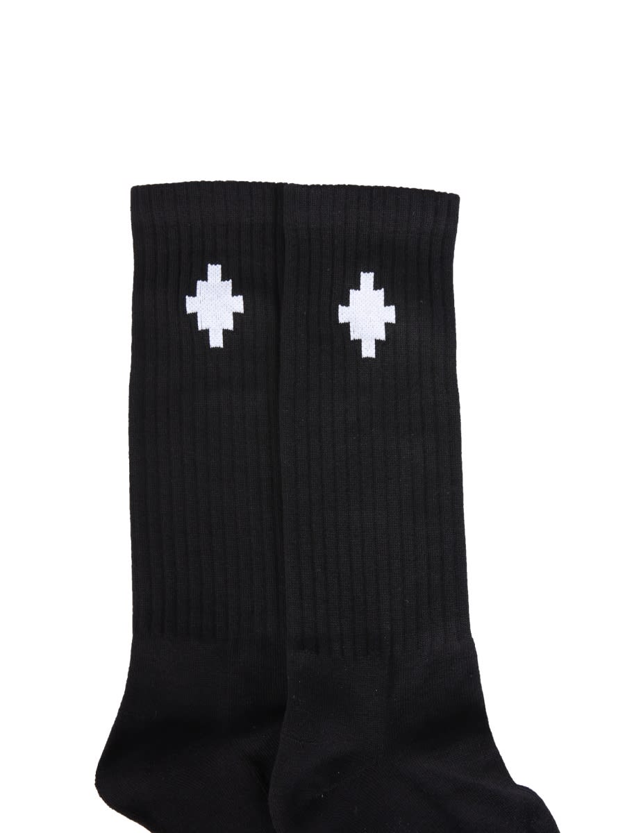 Shop Marcelo Burlon County Of Milan Cross Sideway Socks In Black