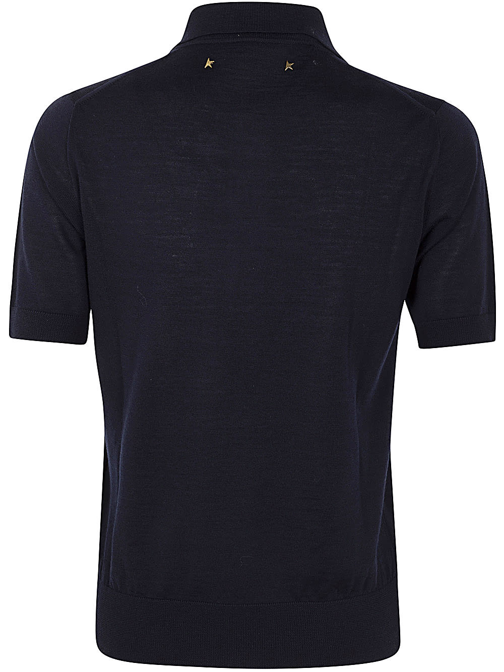 Shop Golden Goose Polo Knit Short Sleeves In Merino Wool In Navy