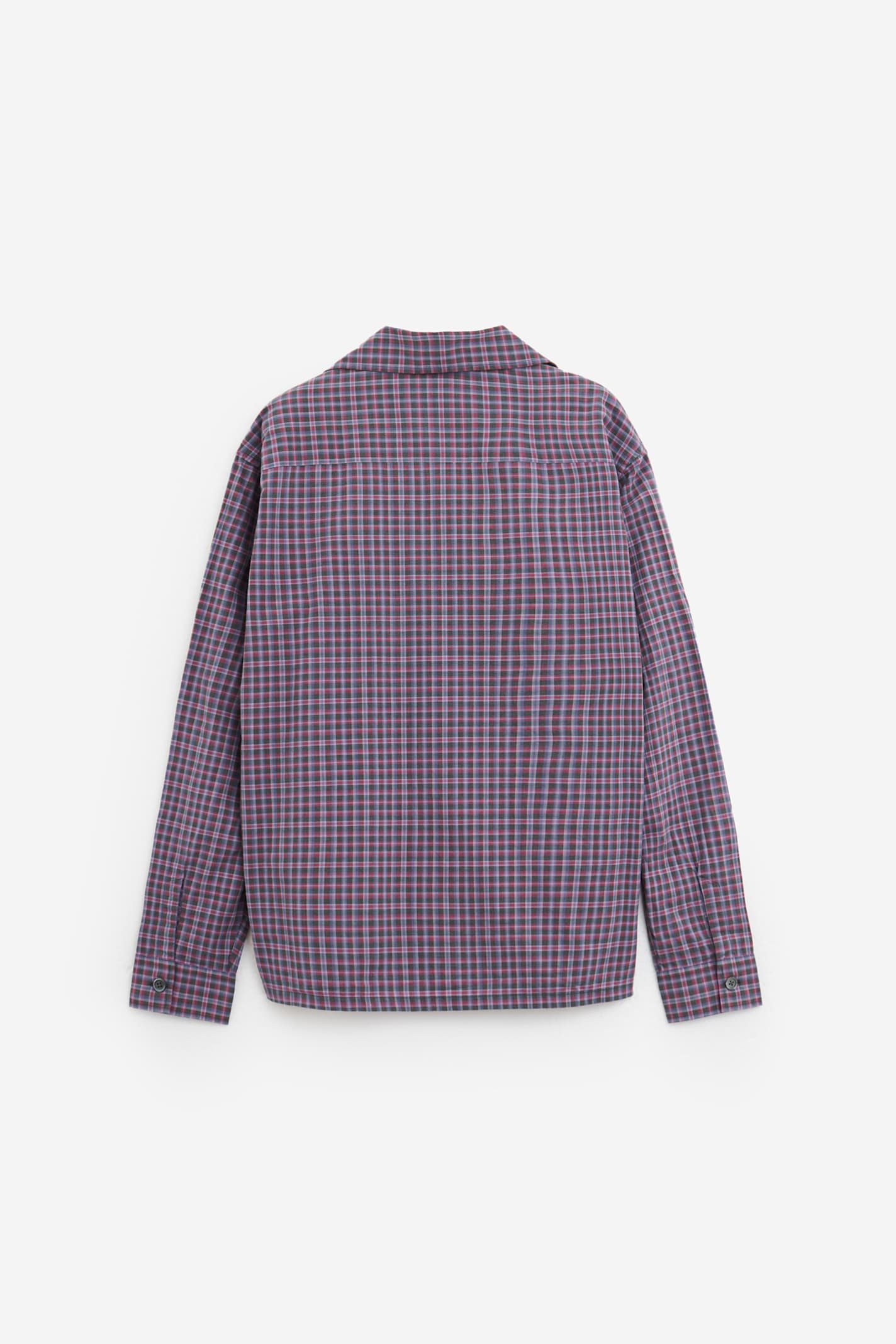 Our Legacy Heusen Convertible-collar Checked Cotton Shirt In Viola