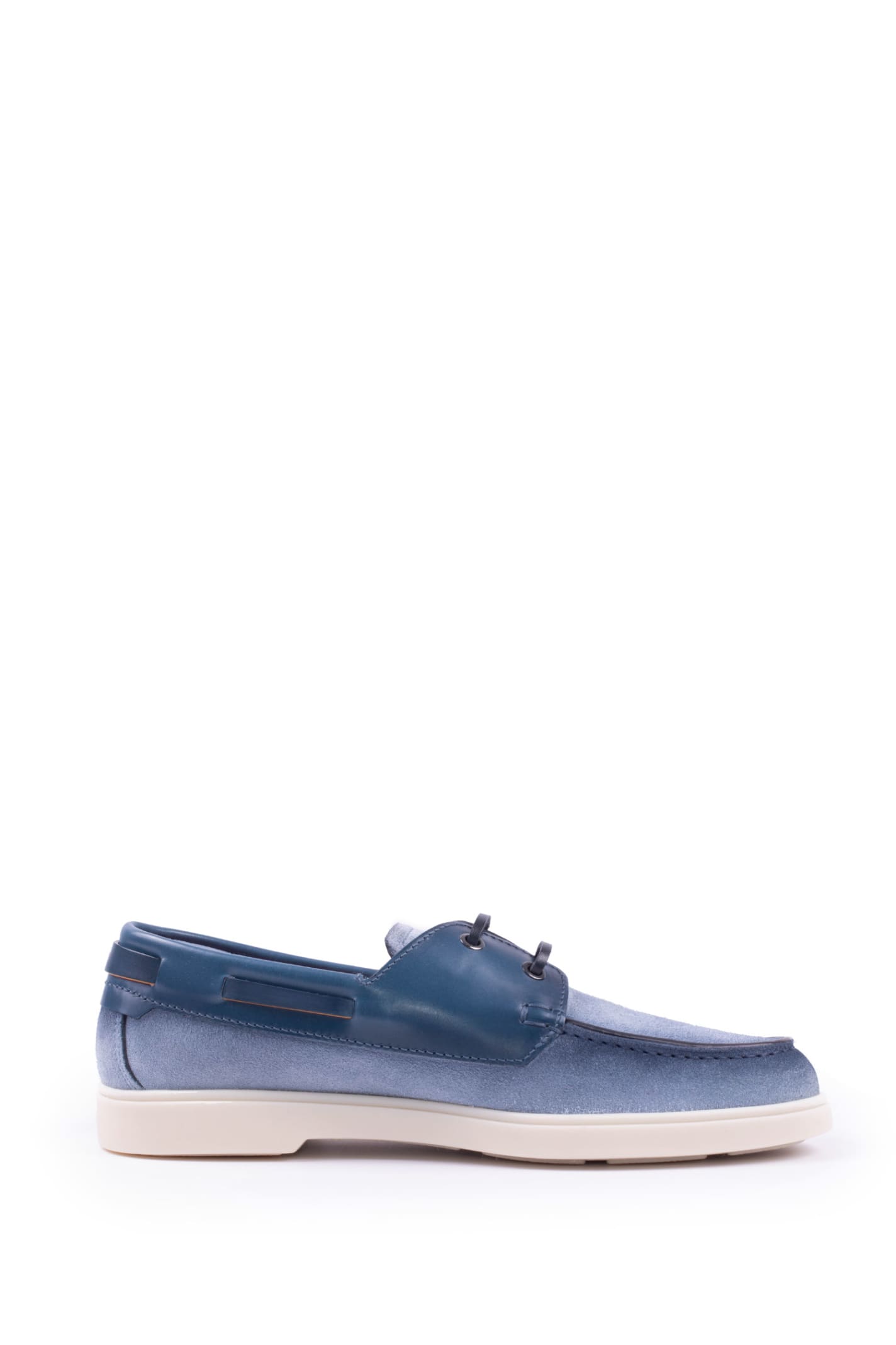 Santoni Leather And Suede Moccasins