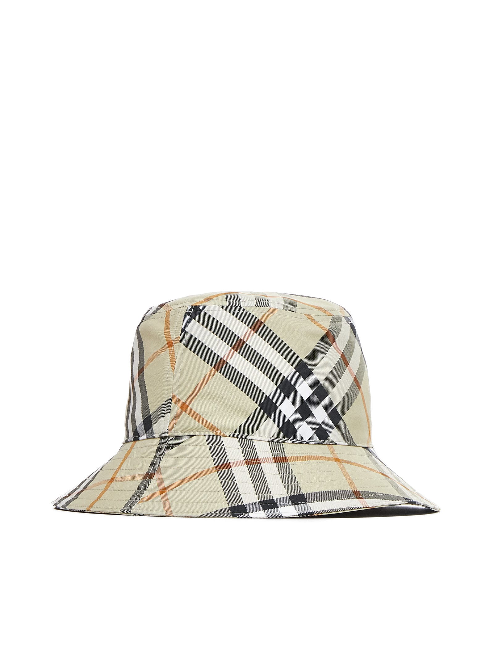 Shop Burberry Hat In Light Sage Ip Check