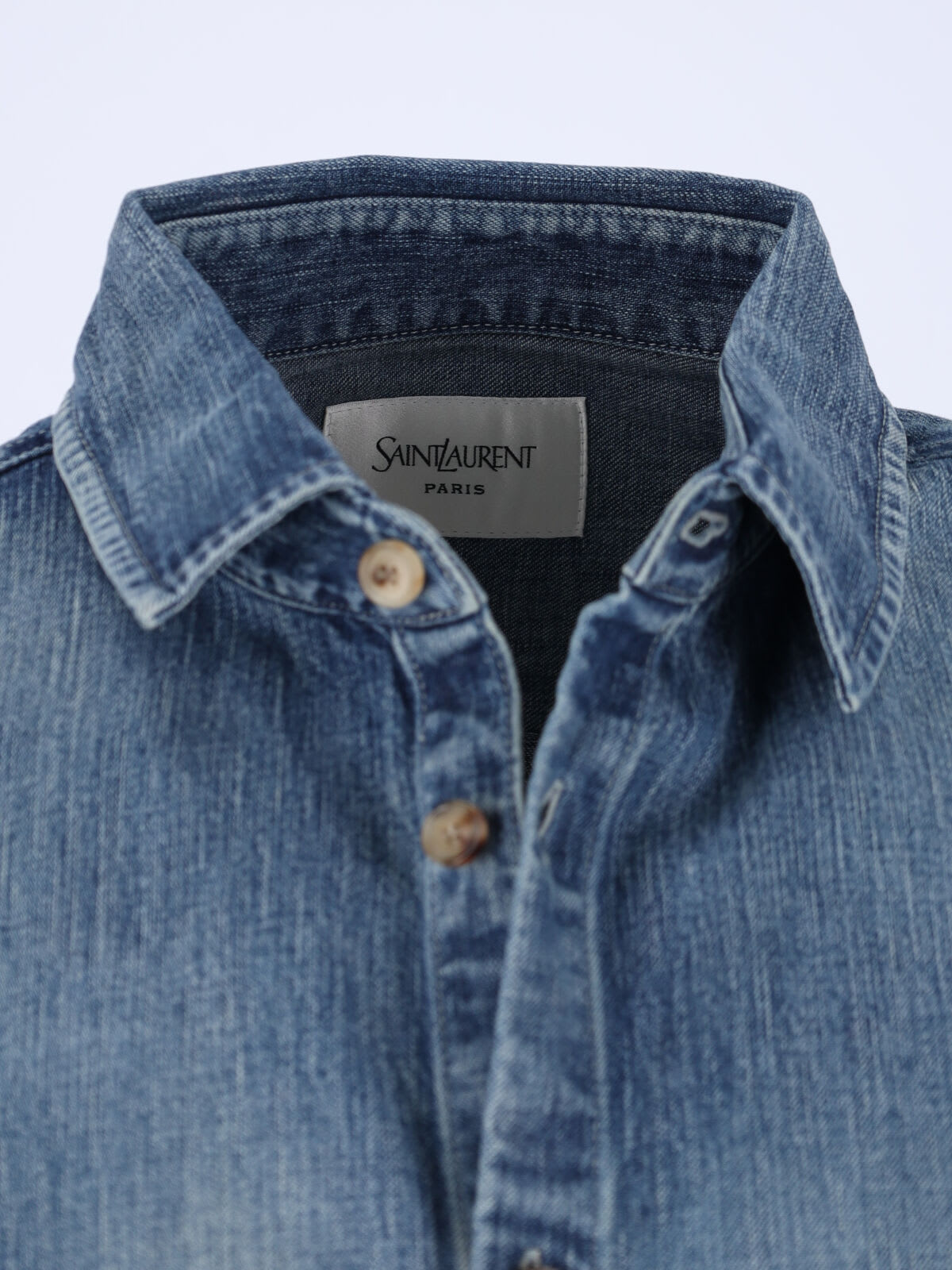 Saint Laurent Cassandre' Blue Cotton Shirt In Blue