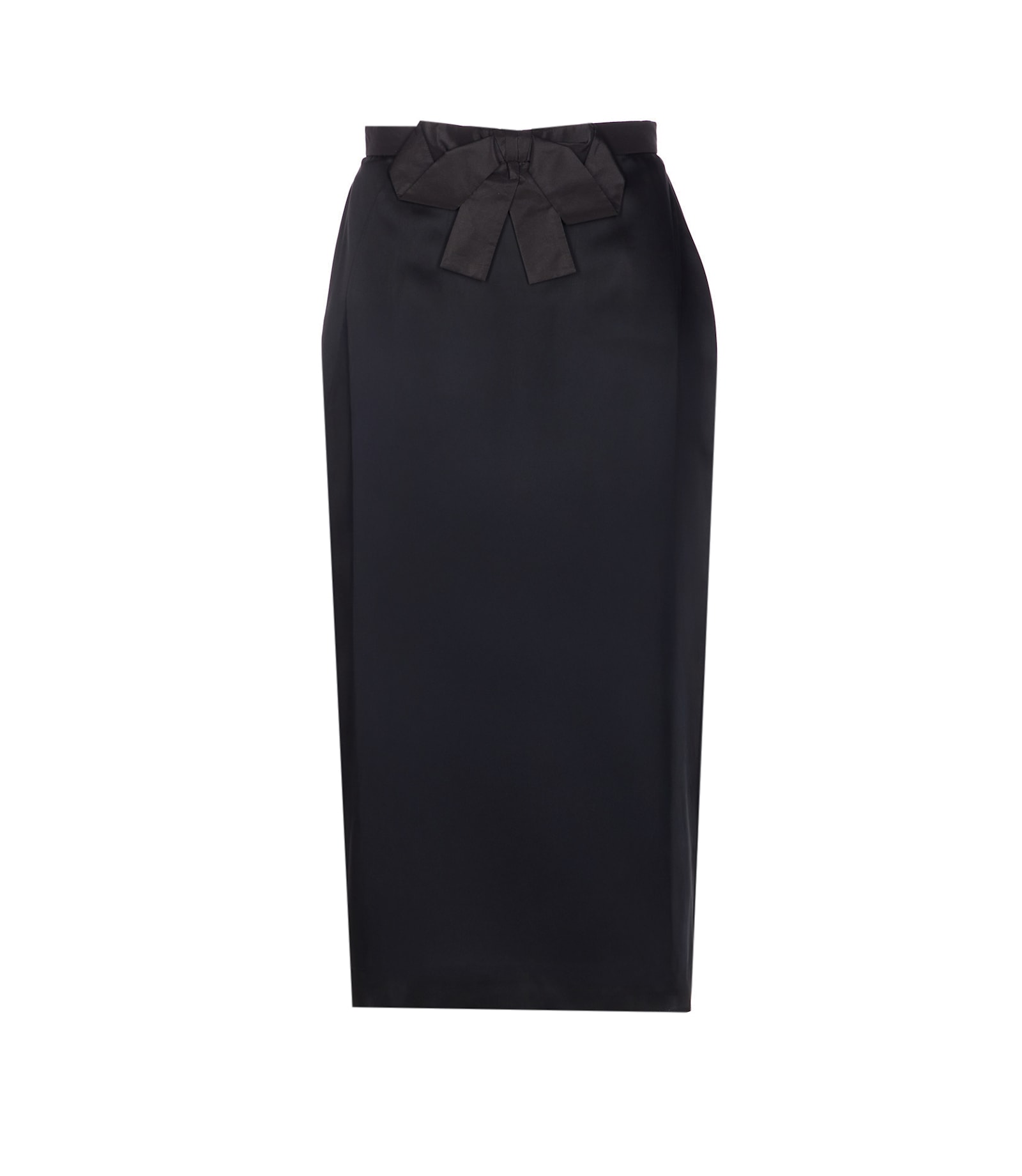 Valentino High Waist Satin Skirt With Bow Detail In Black