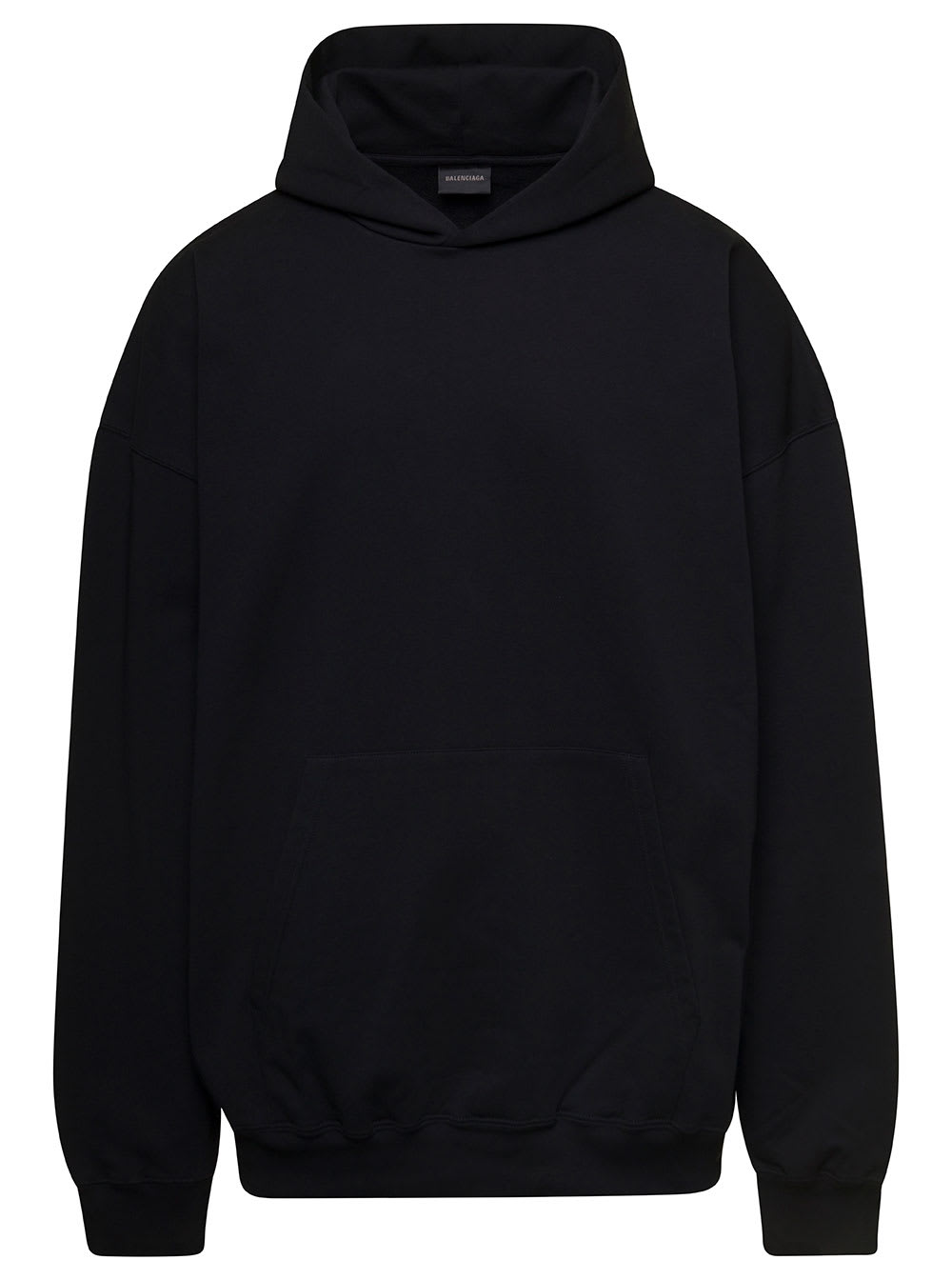 Balenciaga Black Hoodie With Contrasting Logo Print On The Back In Cotton Man