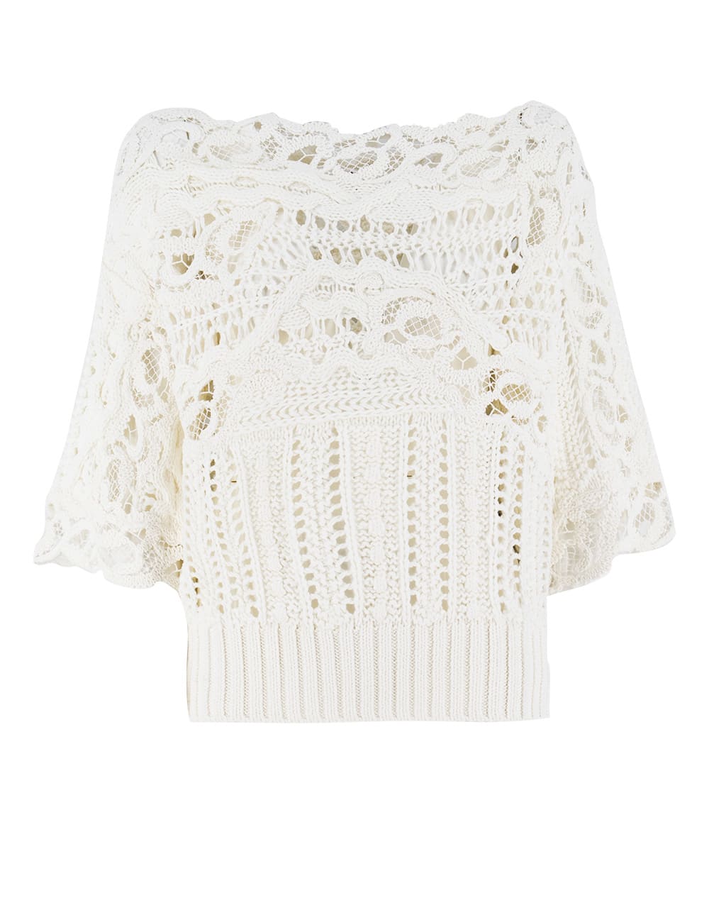 Shop Ermanno Scervino Sweater In Bright White_ottico