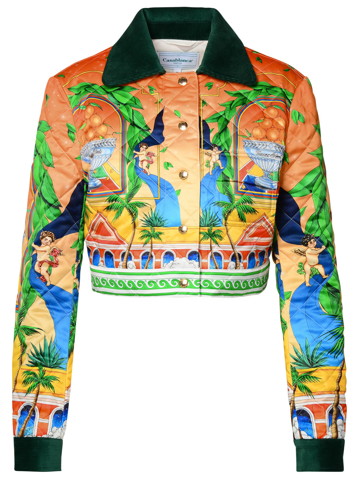 Shop Casablanca Multicolor Polyester Jacket In Orange/green
