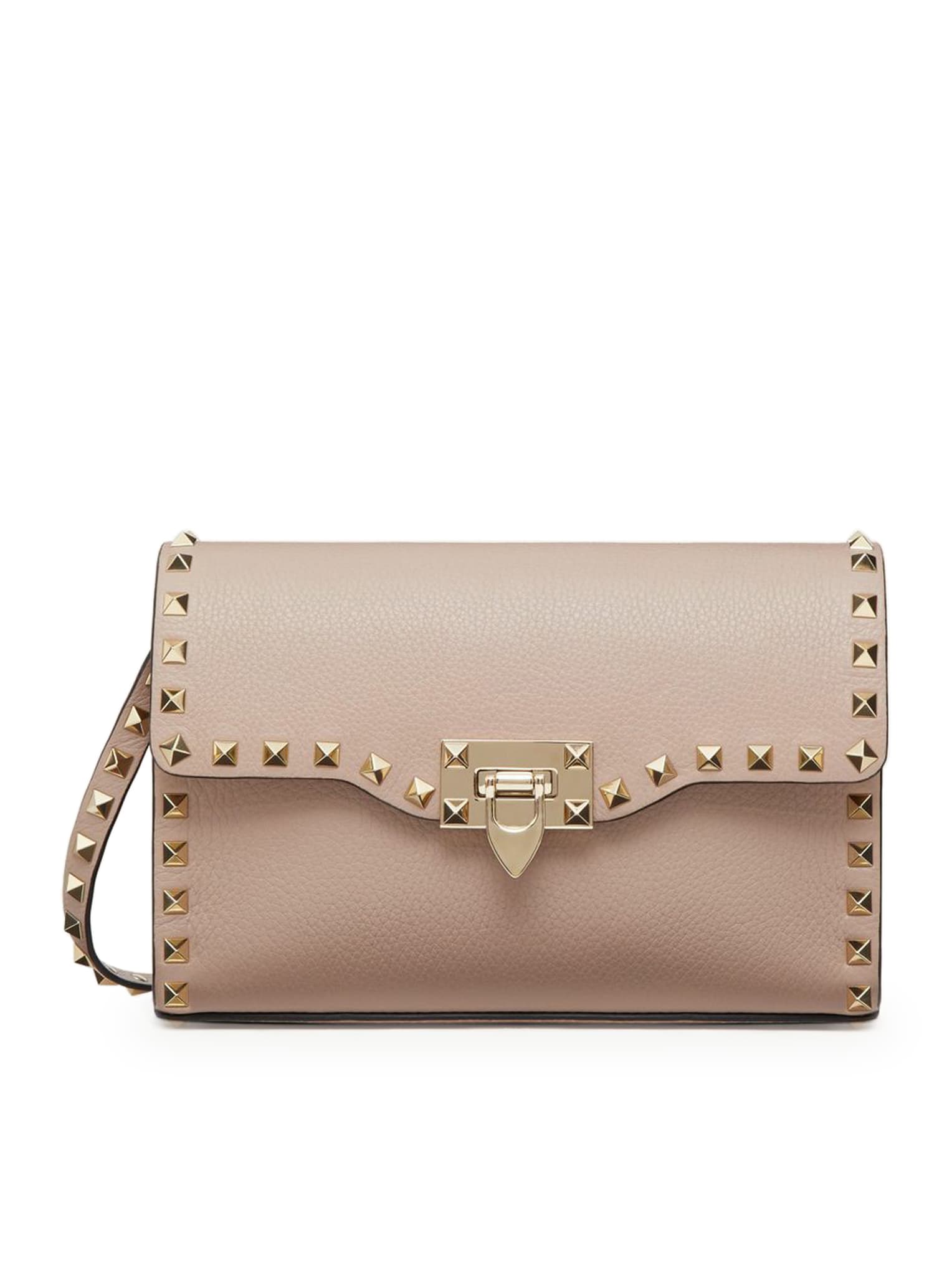 Small Rockstud Crossbody Bag In Garnet Calfskin