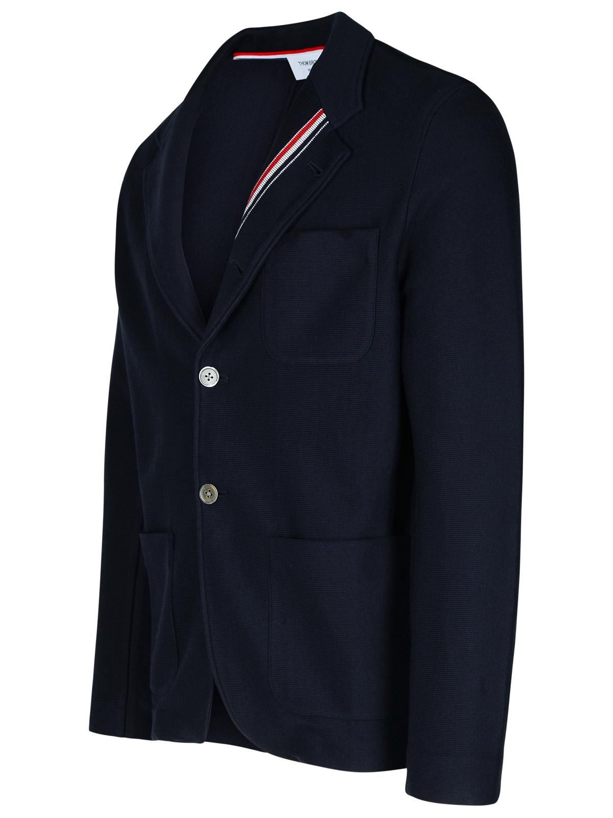 Shop Thom Browne Rwb Navy Cotton Blazer