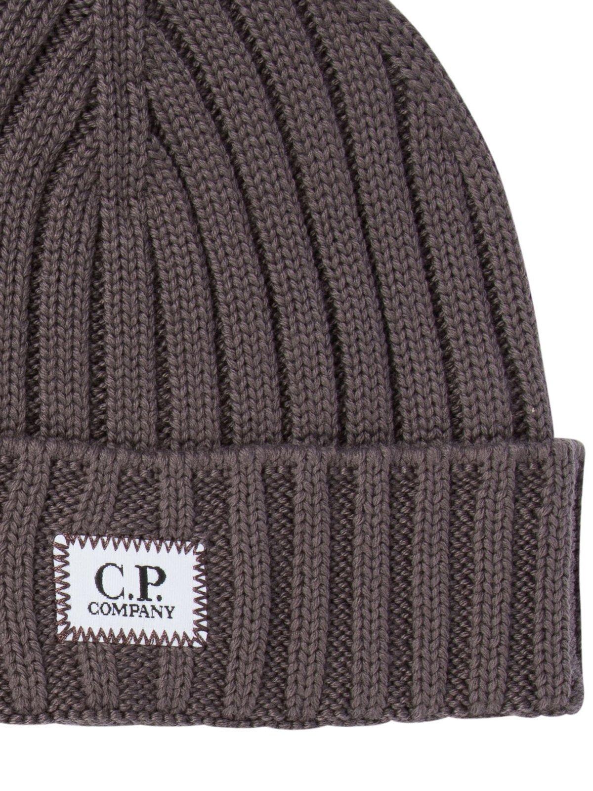 Shop C.p. Company Logo Patch Ribbed Beanie