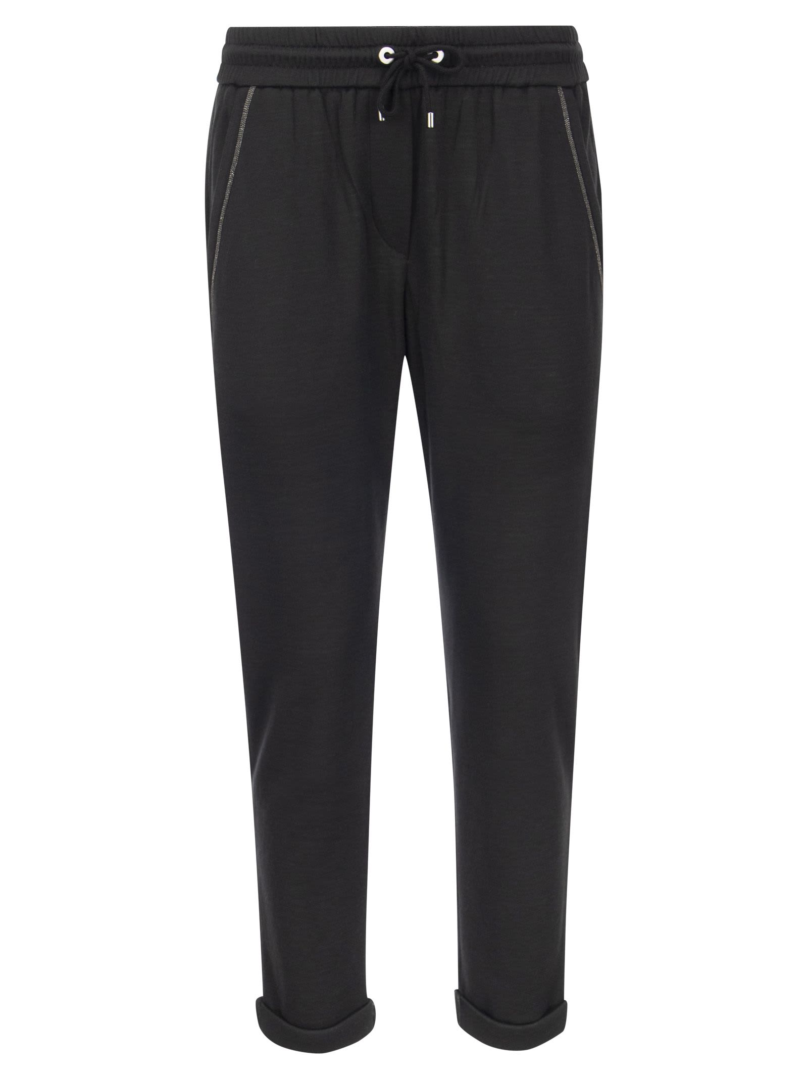 Cotton-silk Fleece Trousers With shiny Pocket
