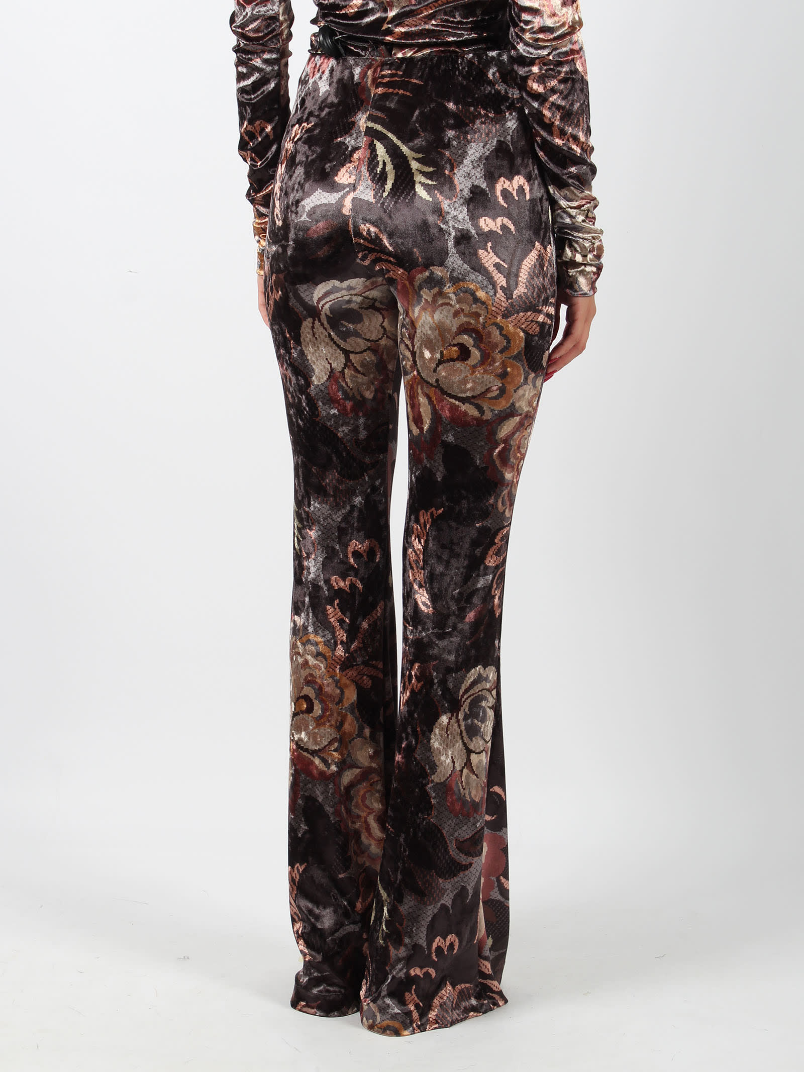 Shop Etro Printed Chenille Pants In Multicolour