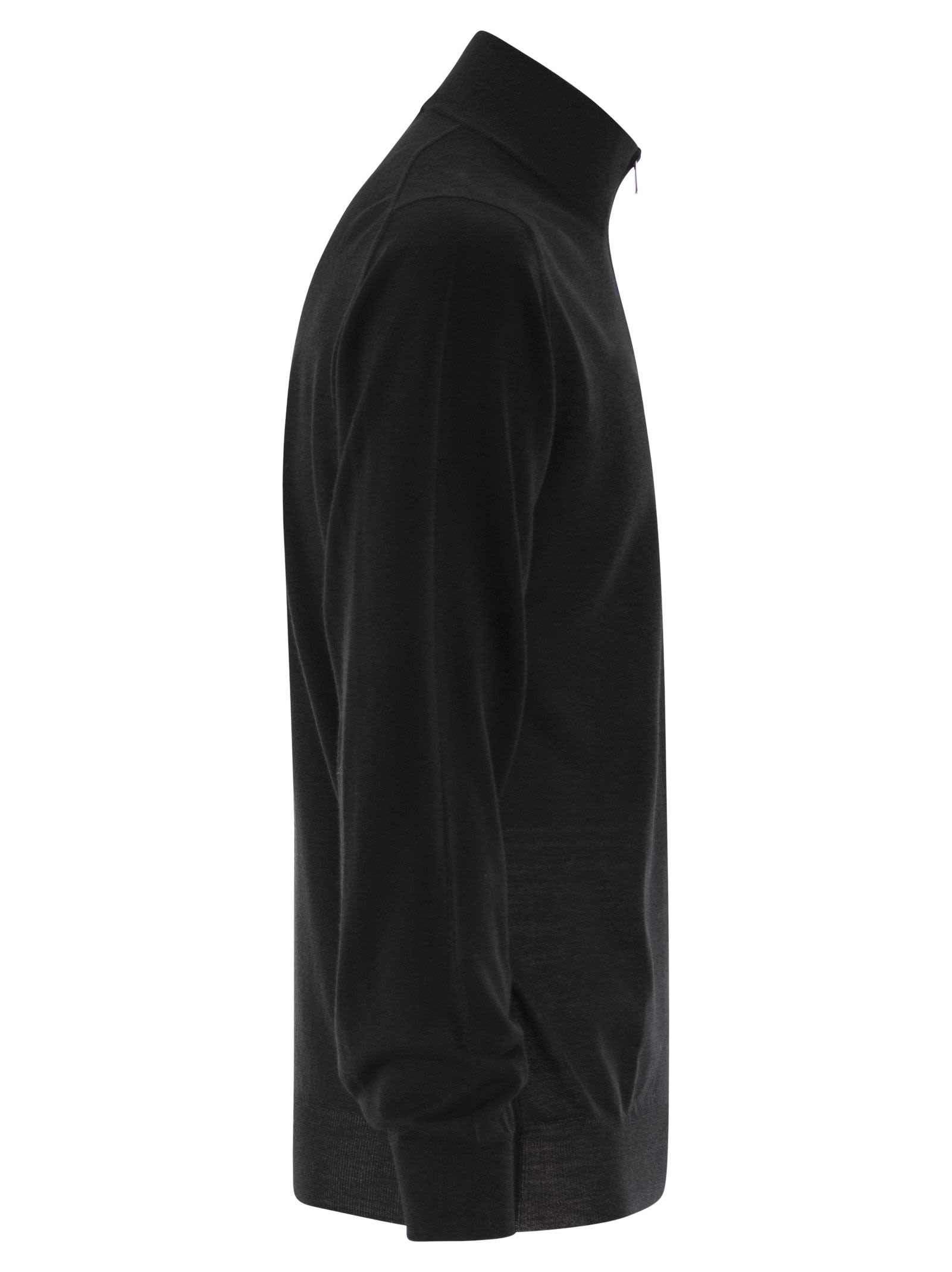 Fedeli Man Turtleneck Midnight Blue Size 50 Virgin Wool In Black