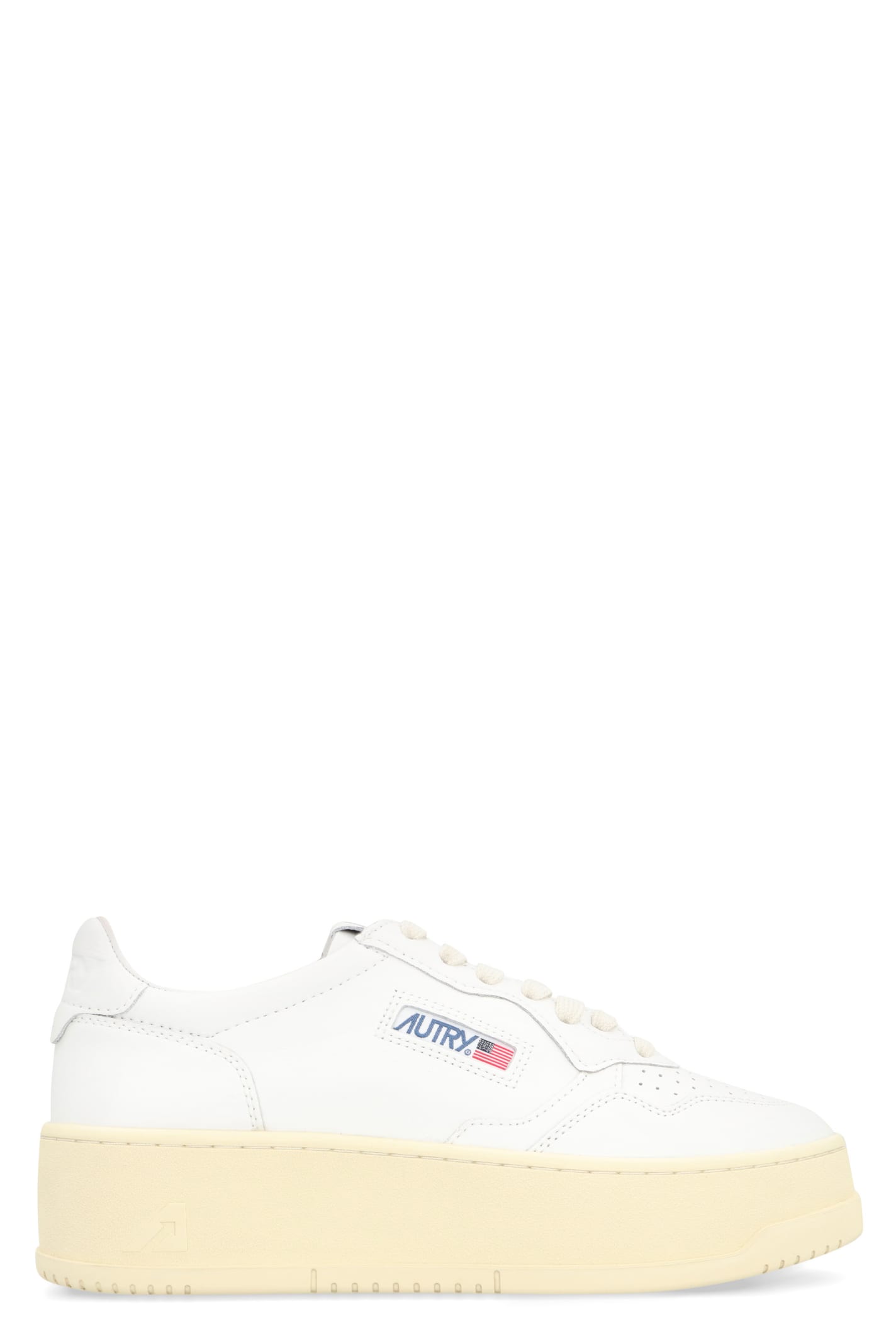 Shop Autry Medalist Leather Platform Sneakers In White