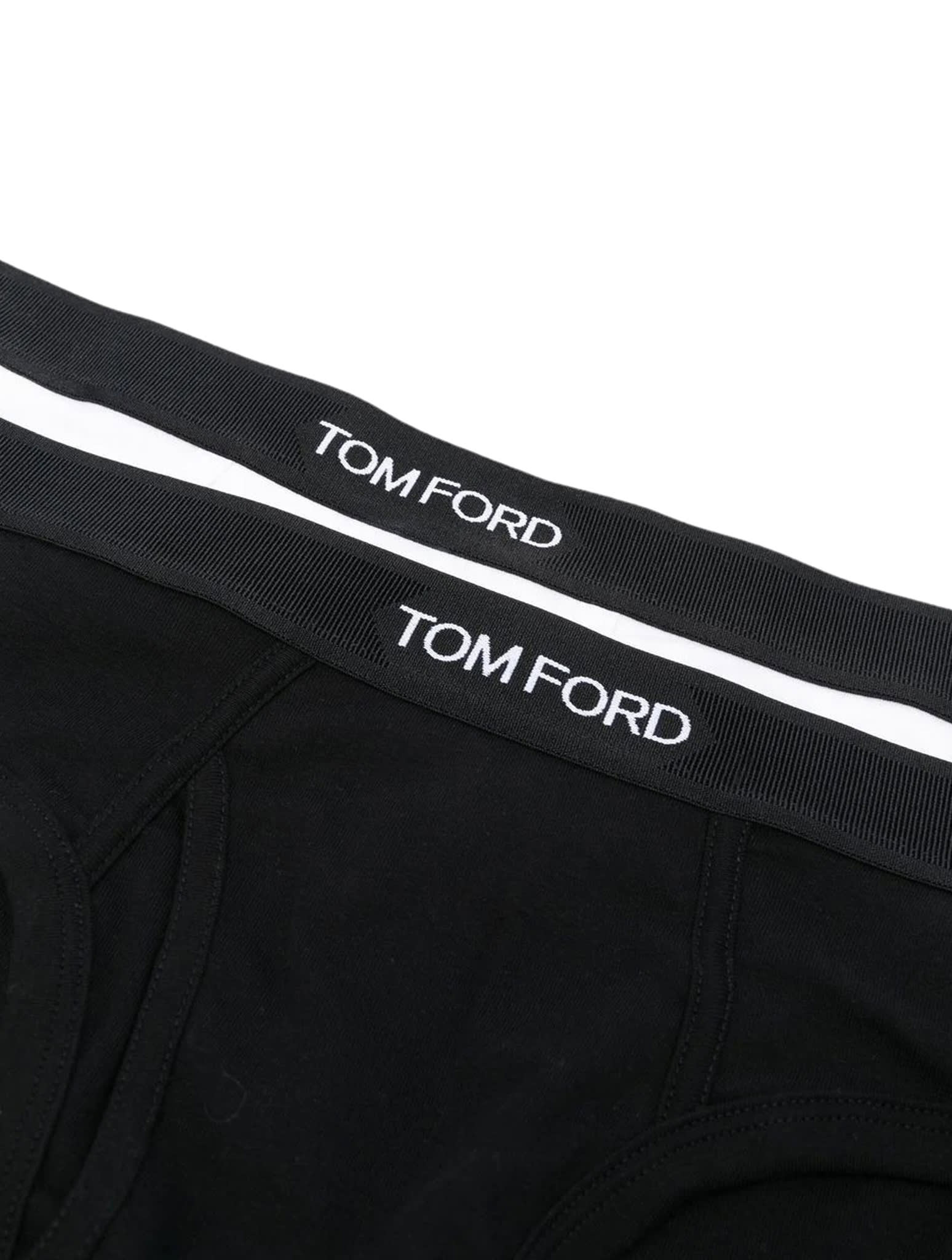 Shop Tom Ford Bi-pack Cotton Stretch Jersey Brief In Black White