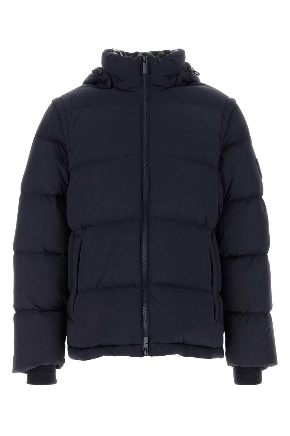 Shop Burberry Navy Blue Nylon Down Jacket In Nvychrclmelipchk