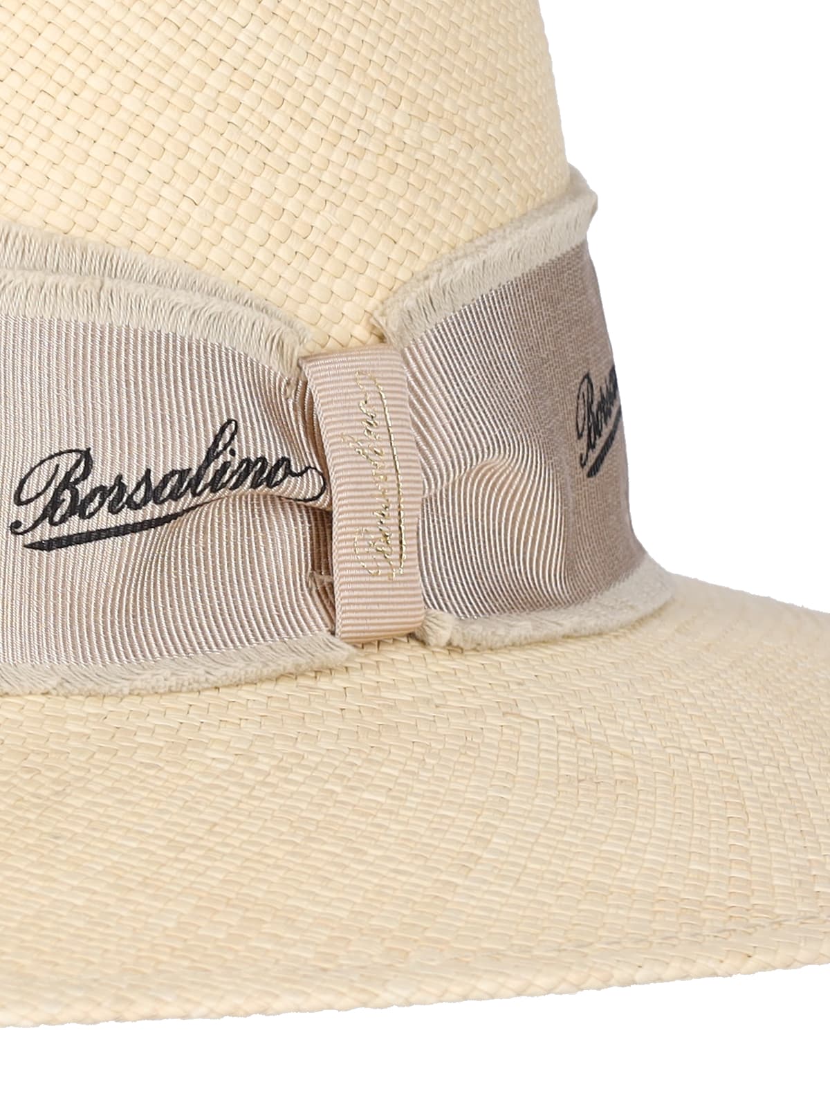Borsalino Logo Straw Hat In Beige