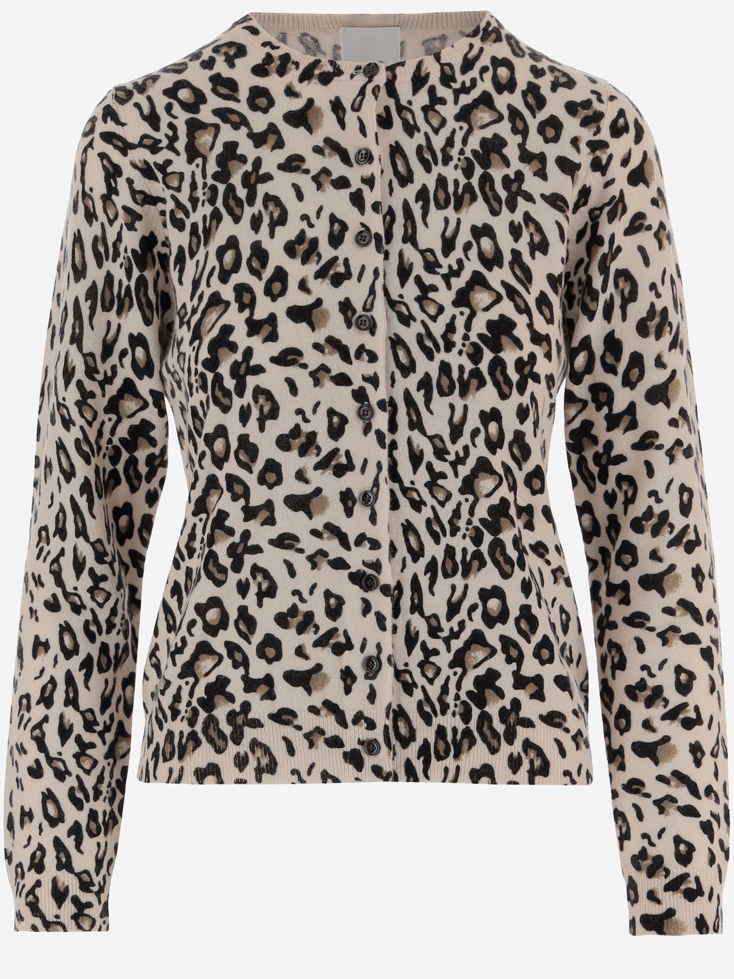 Allude Leopard-print Crew-neck Cardigan In Animal Print