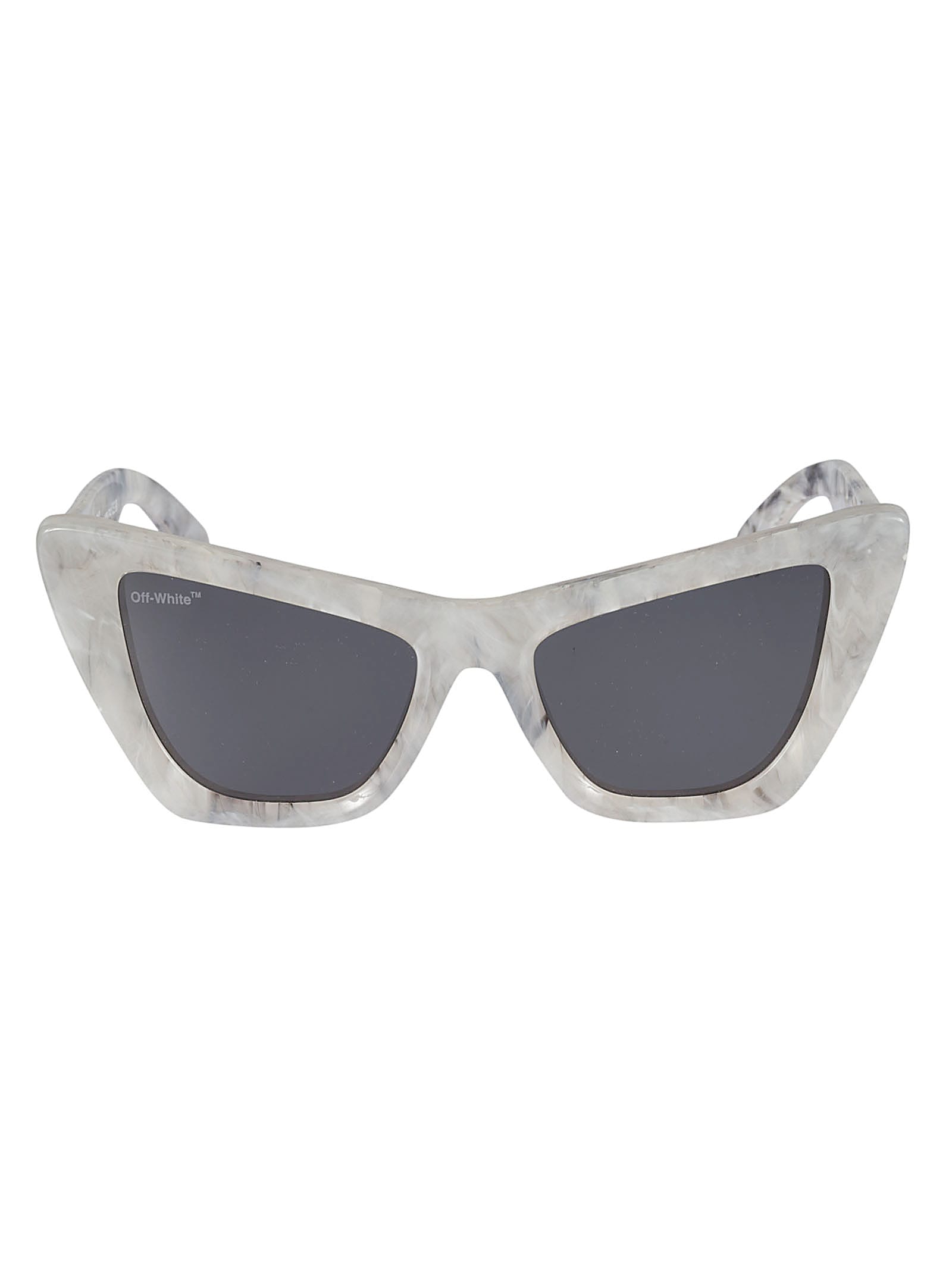 Off-white Edvard Logo-print Cat-eye Acetate Sunglasses In Marble