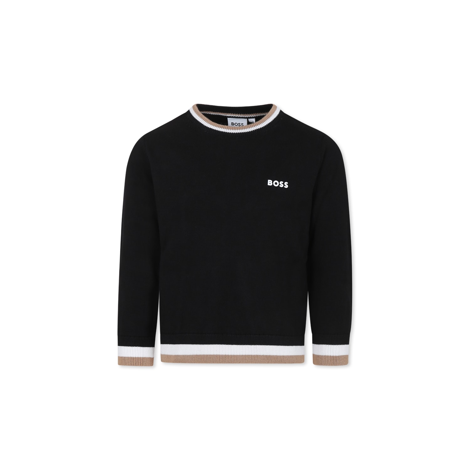 Hugo Boss Black Sweater For Boy With Logo In Black