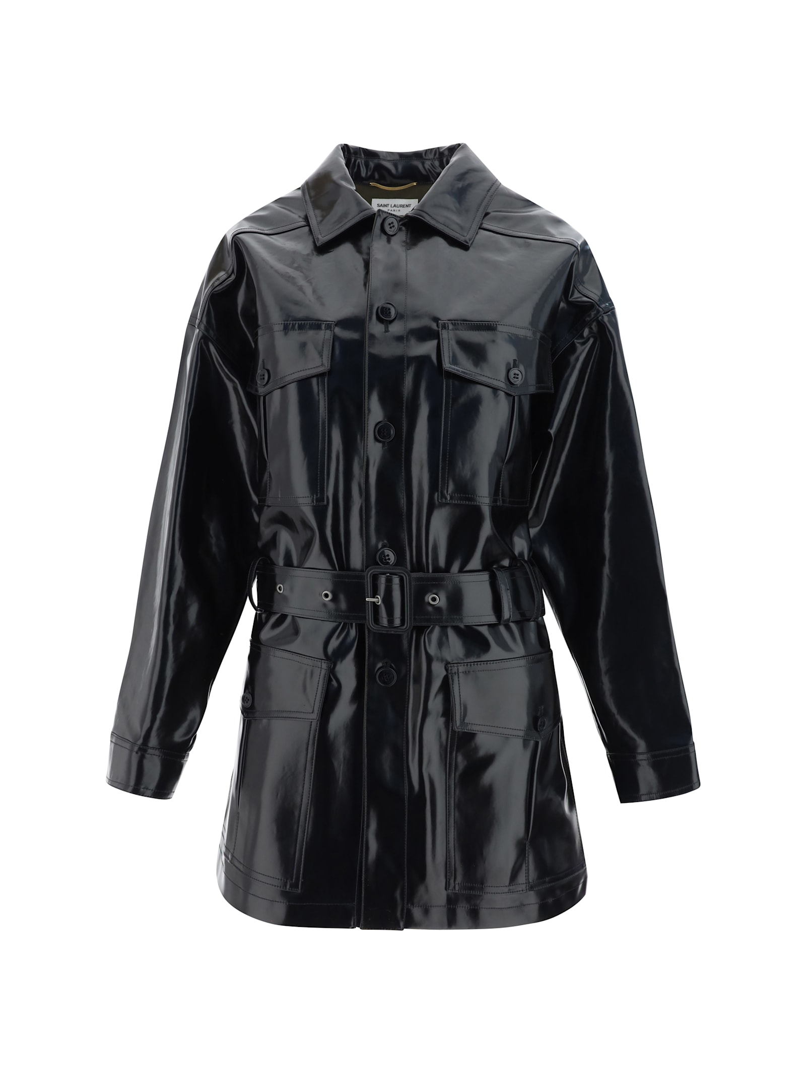 Shop Saint Laurent Saharienne Jacket In Noir/kaki