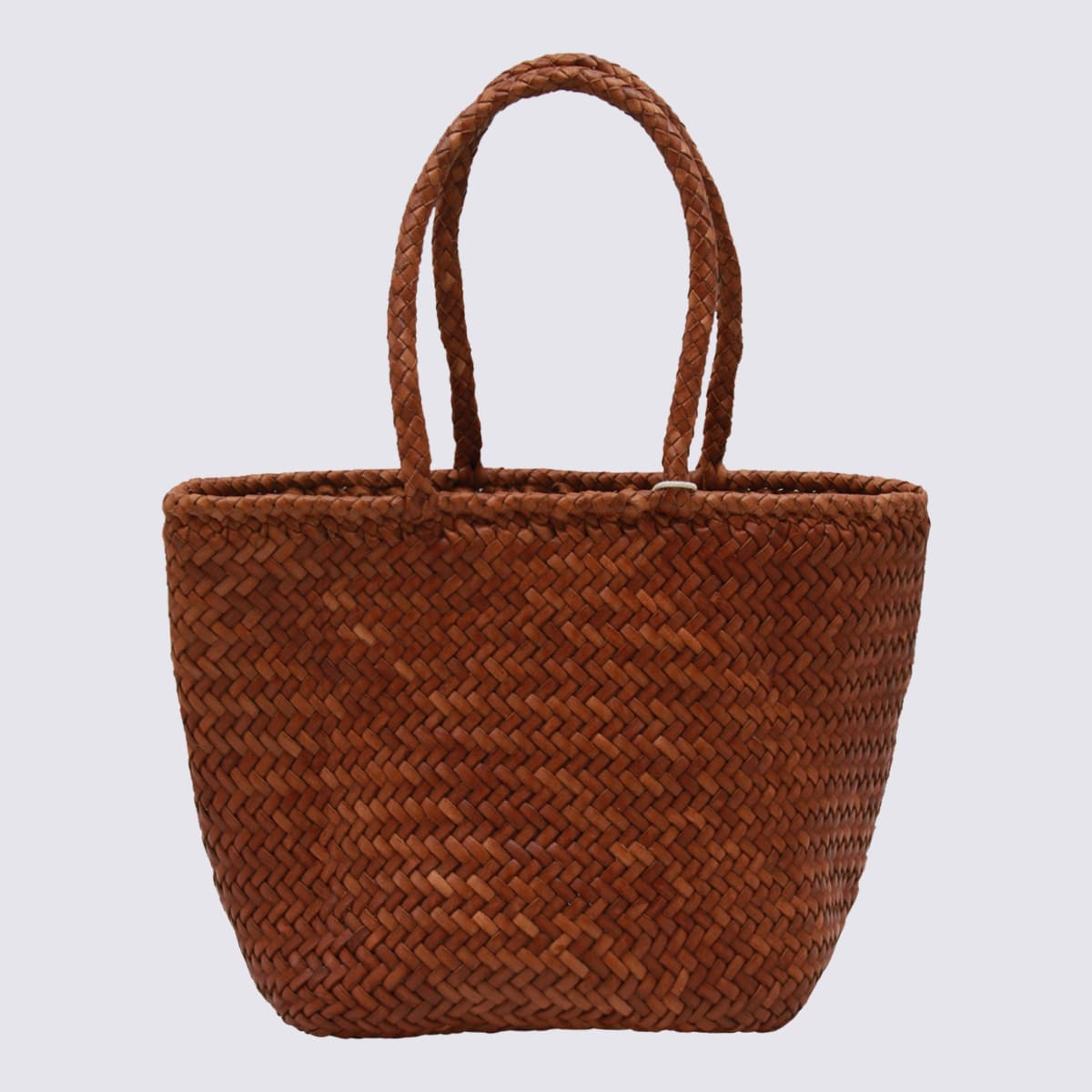 Dragon Diffusion Dark Orange Leather Grace Small Tote In Brown