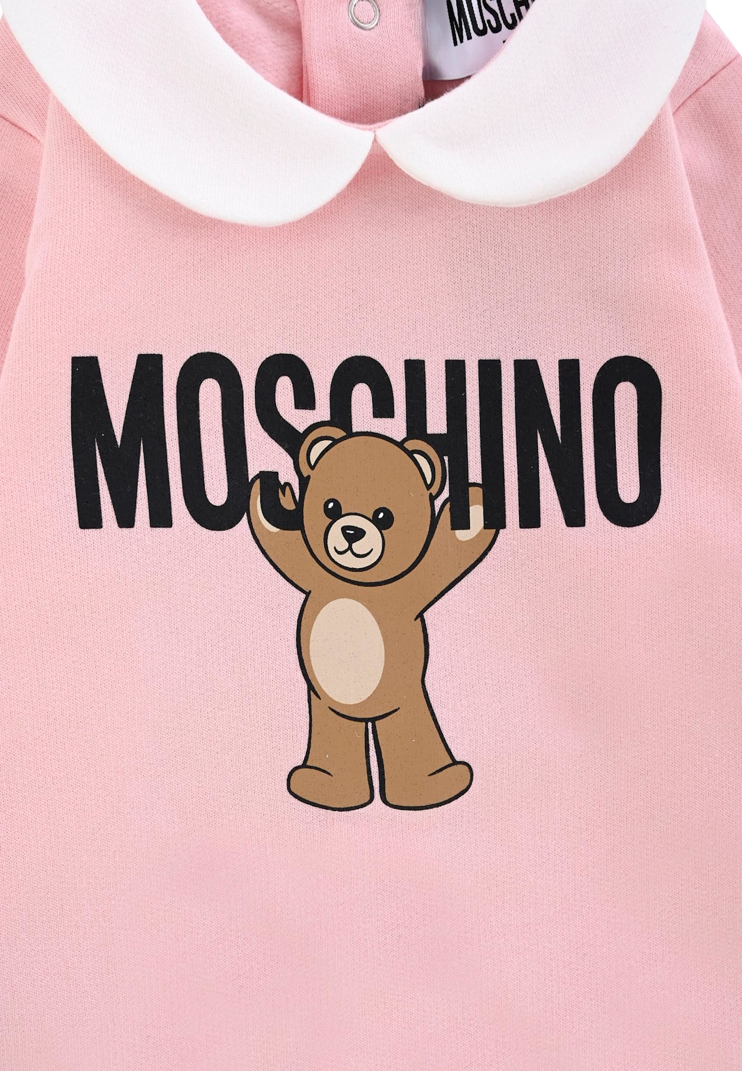 Moschino Pink Babygrow For Baby Girl With Teddy Bear In Pink