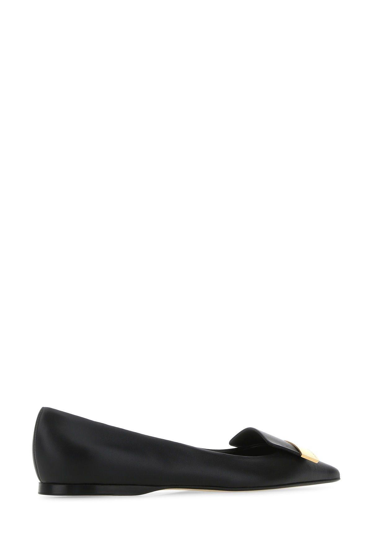 Shop Sergio Rossi Black Nappa Leather Sr1 Ballerinas