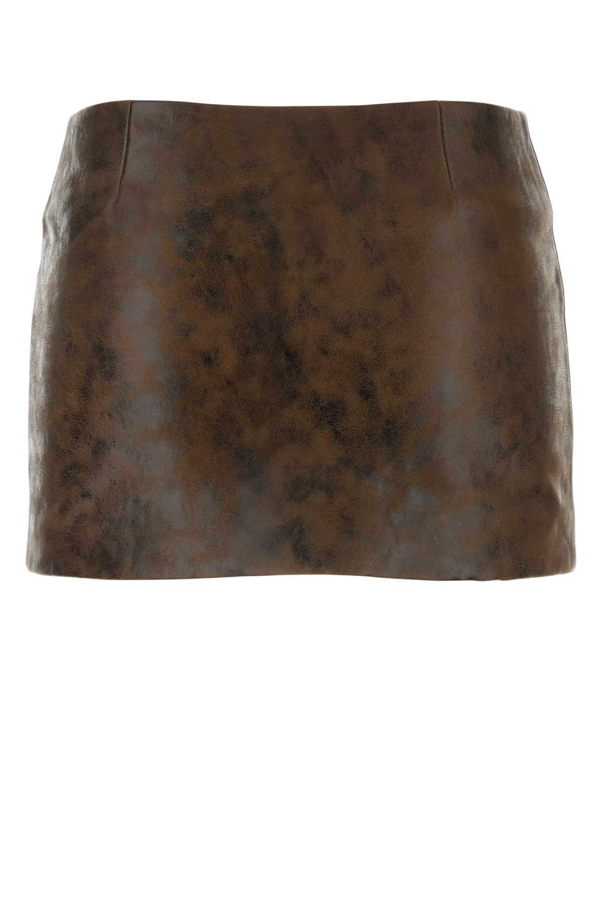 Shop Gimaguas Brown Leather Annamaria Mini Skirt