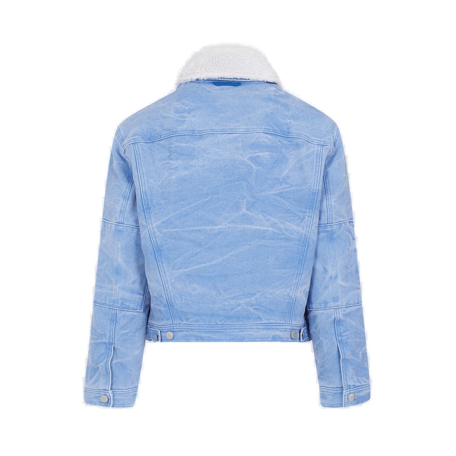 Shop Acne Studios Logo Patch Buttoned Denim Jacket In Blue