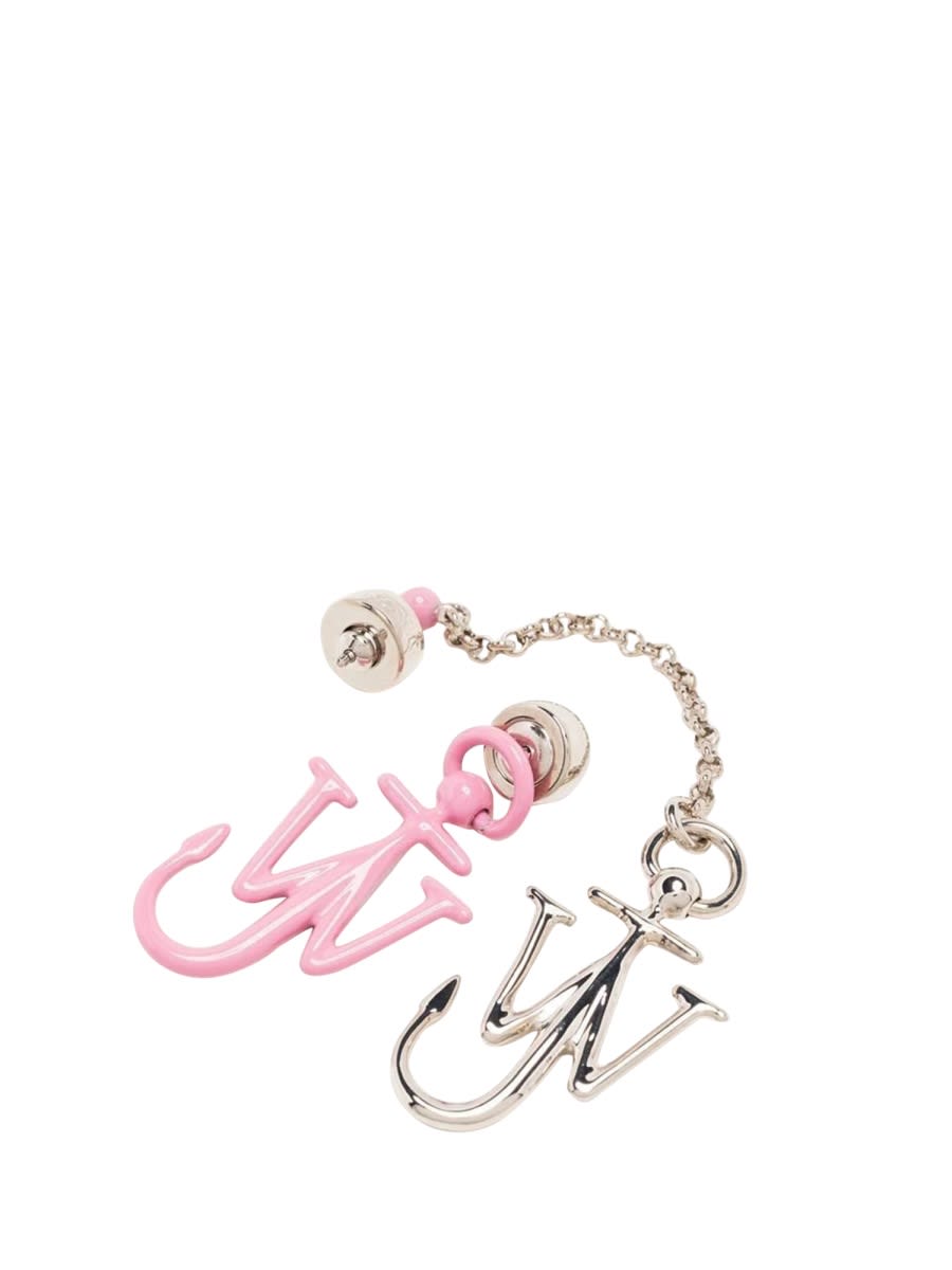 Shop Jw Anderson Asymmetric Anchor Earrings In Pink