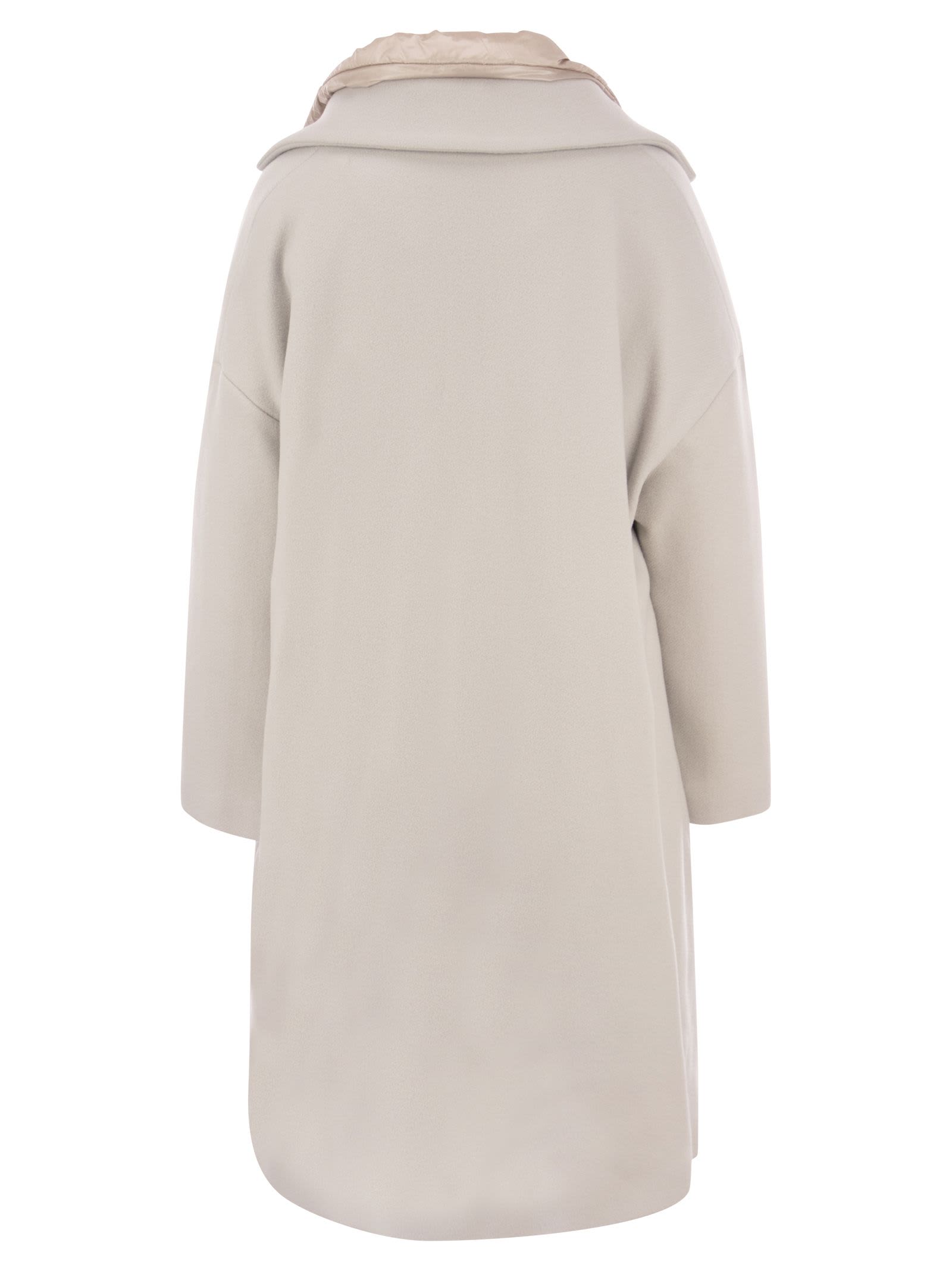 Herno Twofer Wool-blend Down Coat In Cream