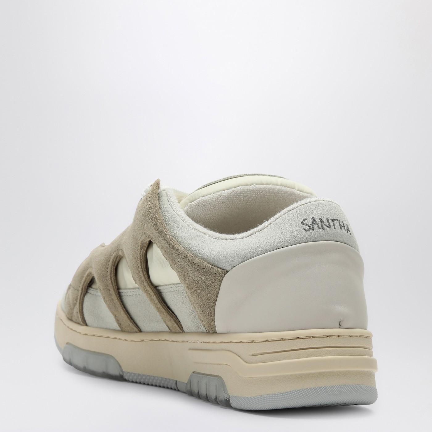 Shop Paura Model 1 Cream\/white Mesh And Suede Sneaker In Cream Off White