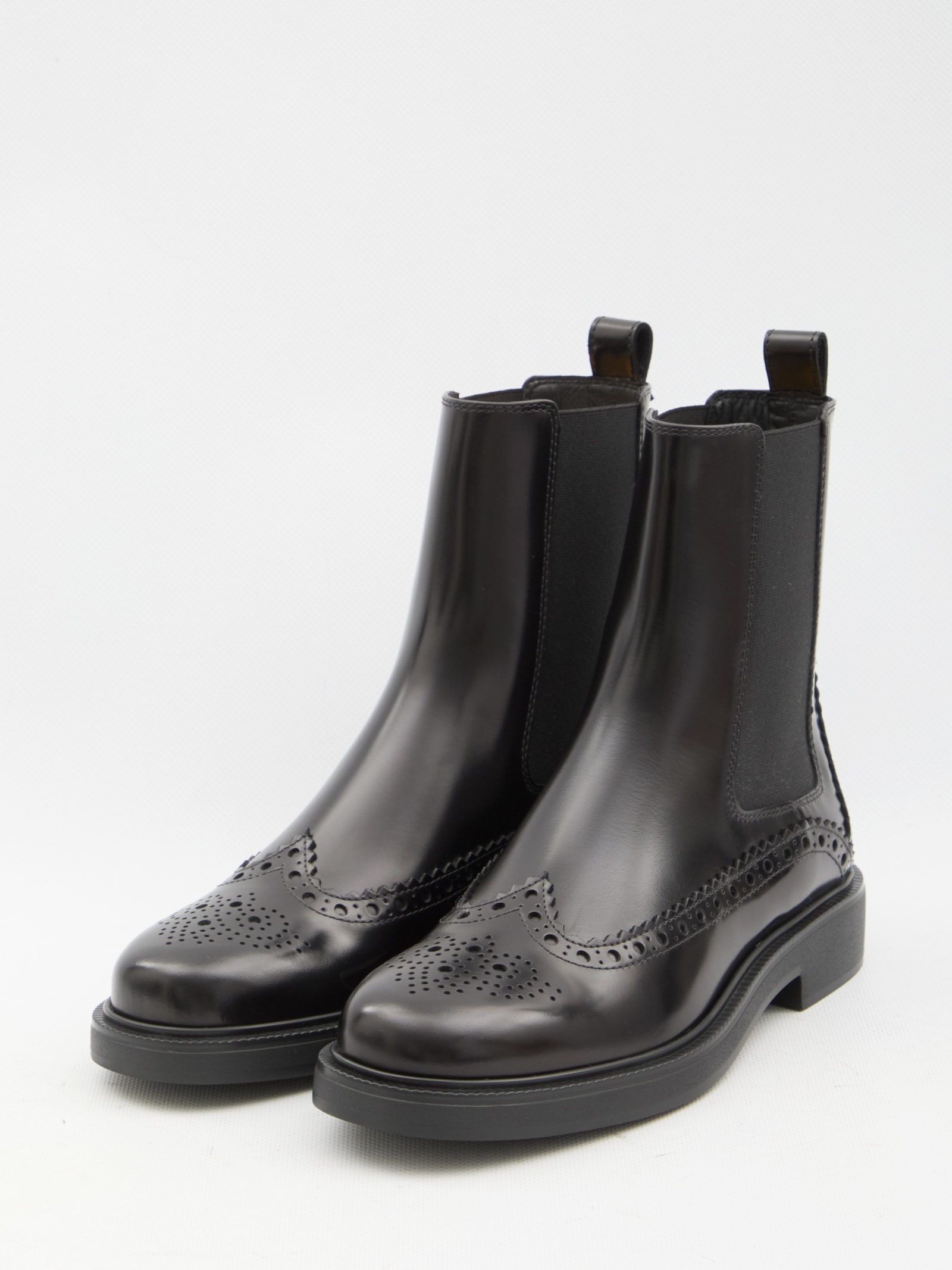 Shop Tod's Leather Chelsea Boots In Black