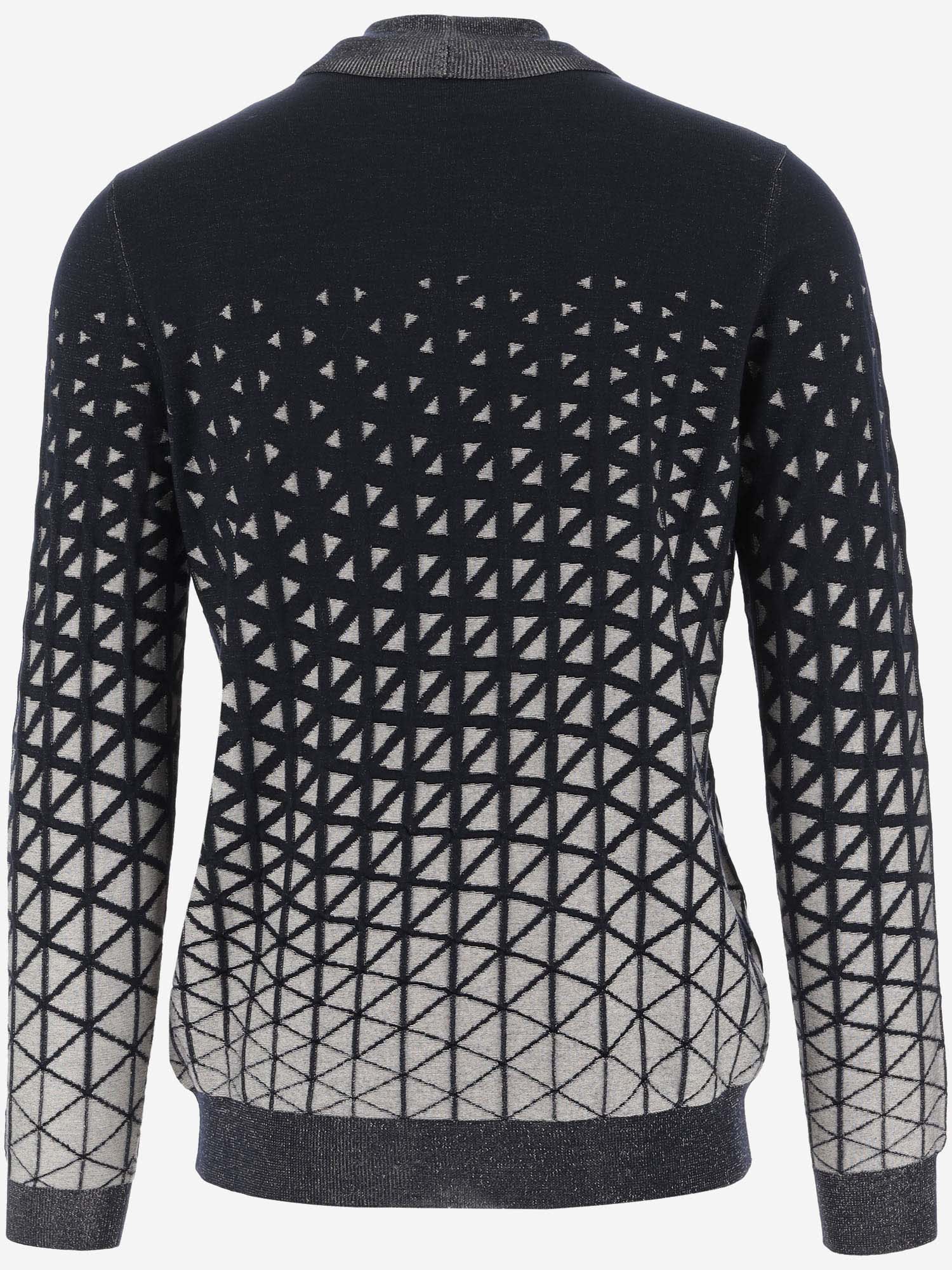 Shop Giorgio Armani Wool Blend Sweater With Geometric Pattern In Red