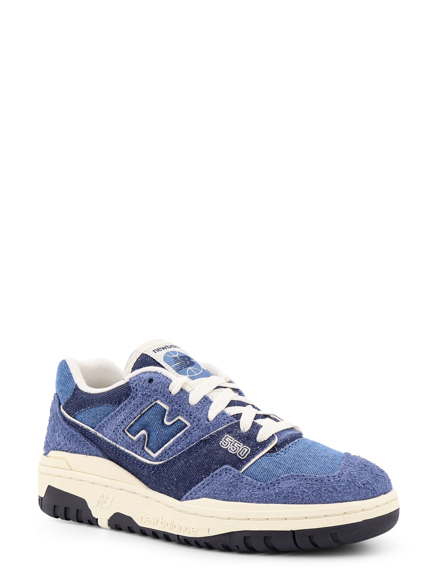Shop New Balance 550 Denim And Suede Sneakers In Blue