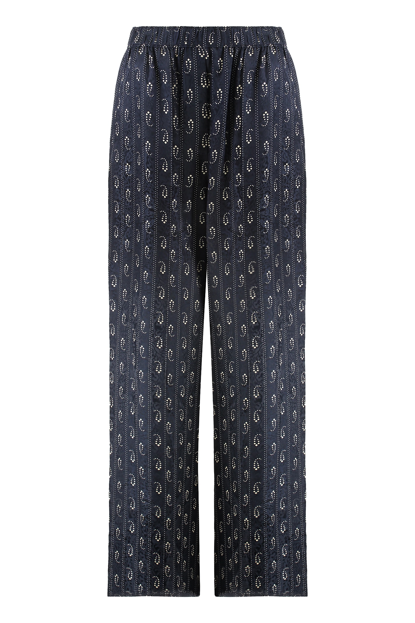 Tory Burch Pants In Viscose And Silk In Blue