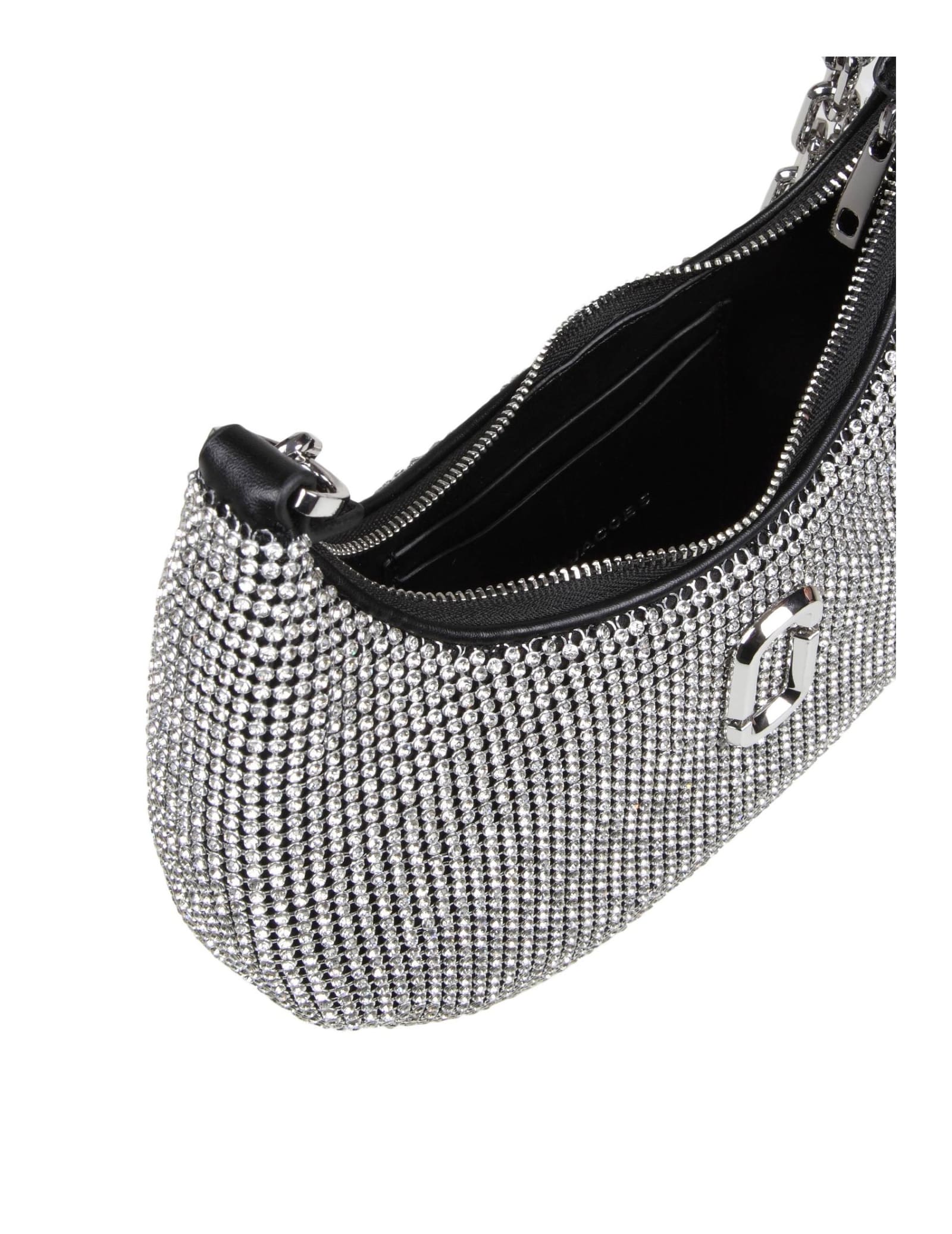 Shop Marc Jacobs The Small Curve Shoulder Bag With Rhinestone In Crystals