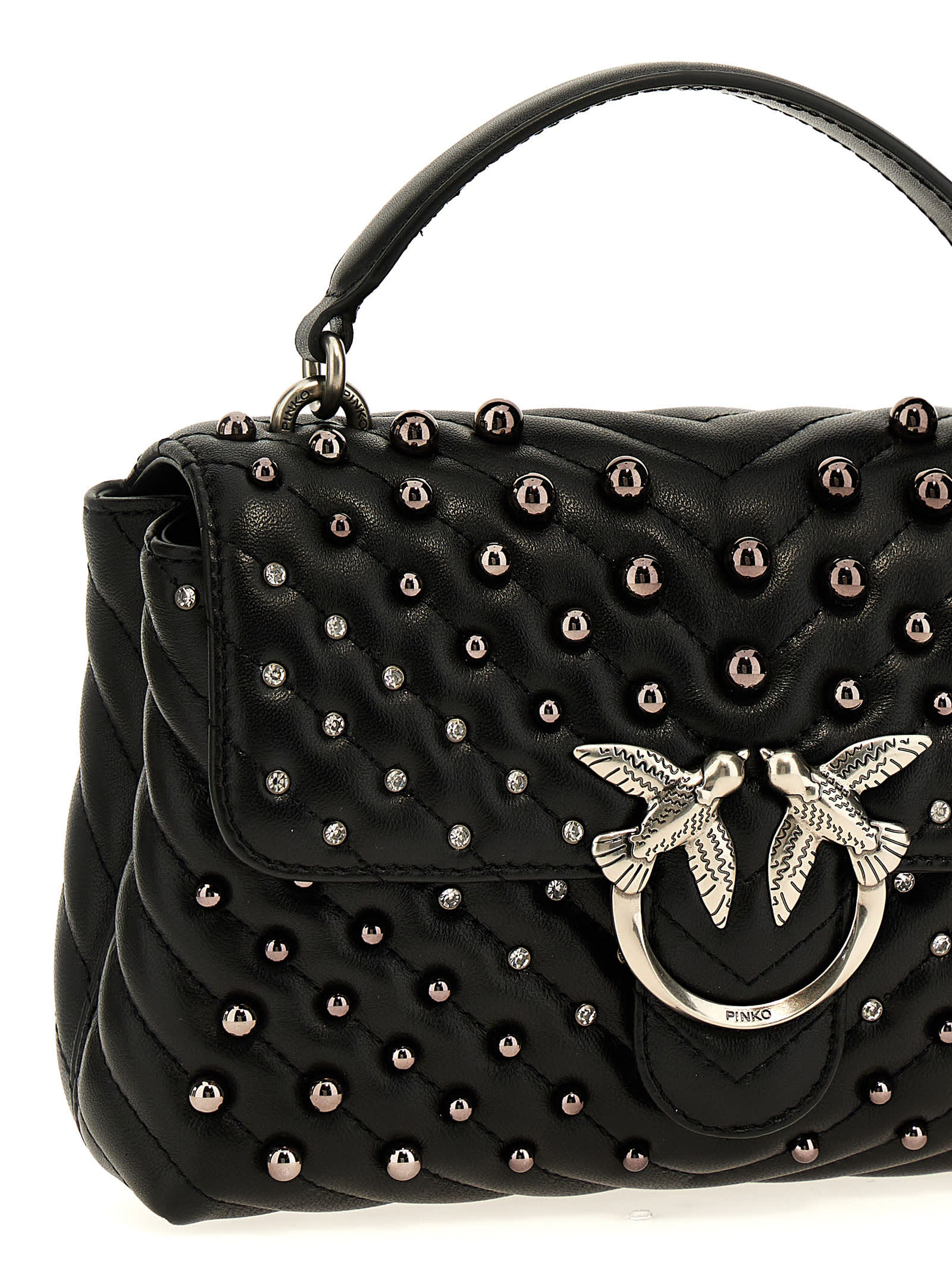 Shop Pinko Mini Lady Love Bag Puff Handbag In Black