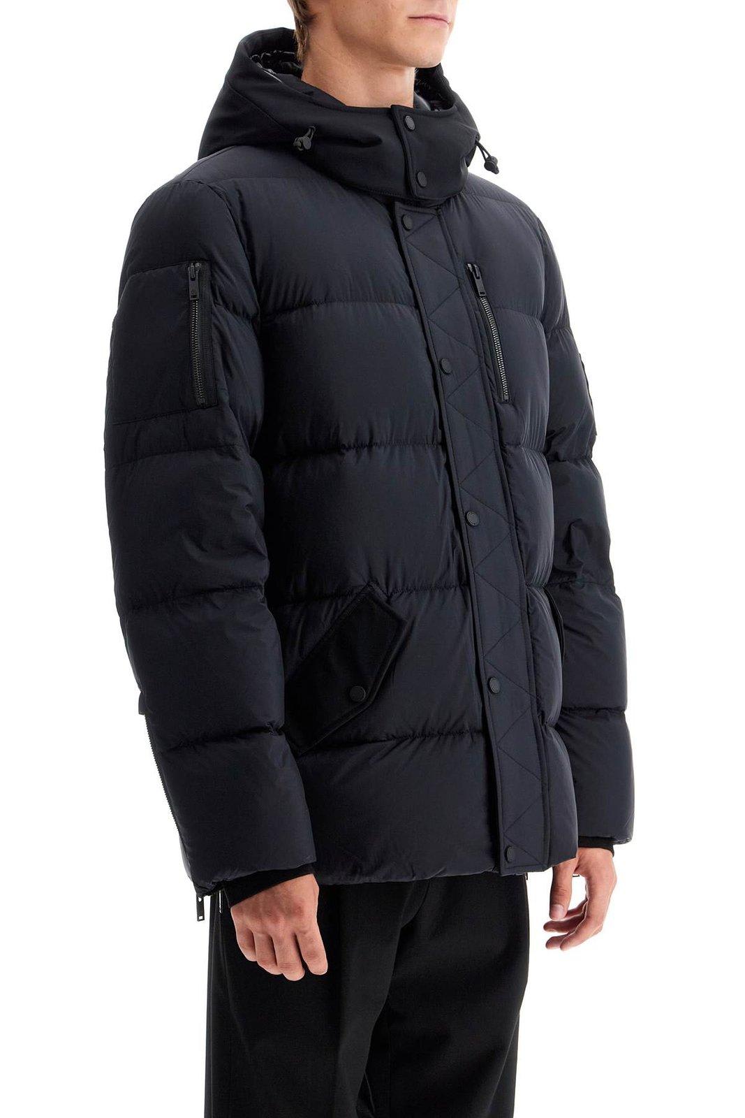 Shop Moose Knuckles Everest 3q Hooded Padded Jacket In Black