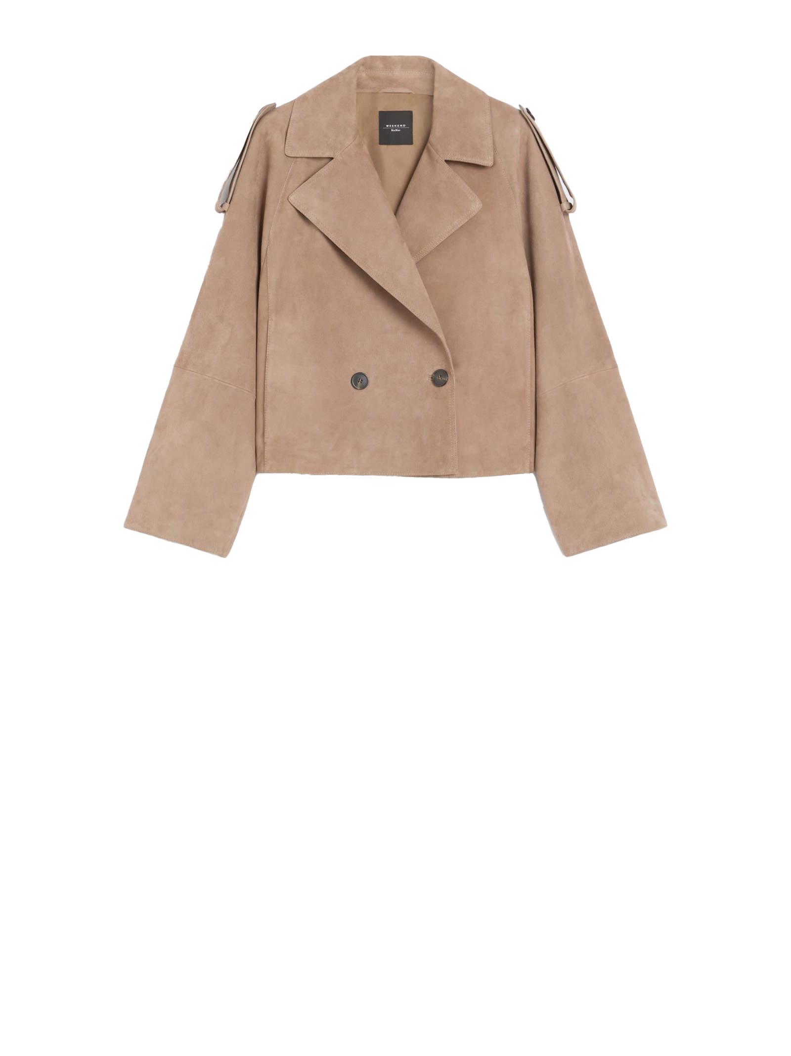 Weekend Max Mara Omens Marron Glace Maga Crop Suede Jacket In Brown