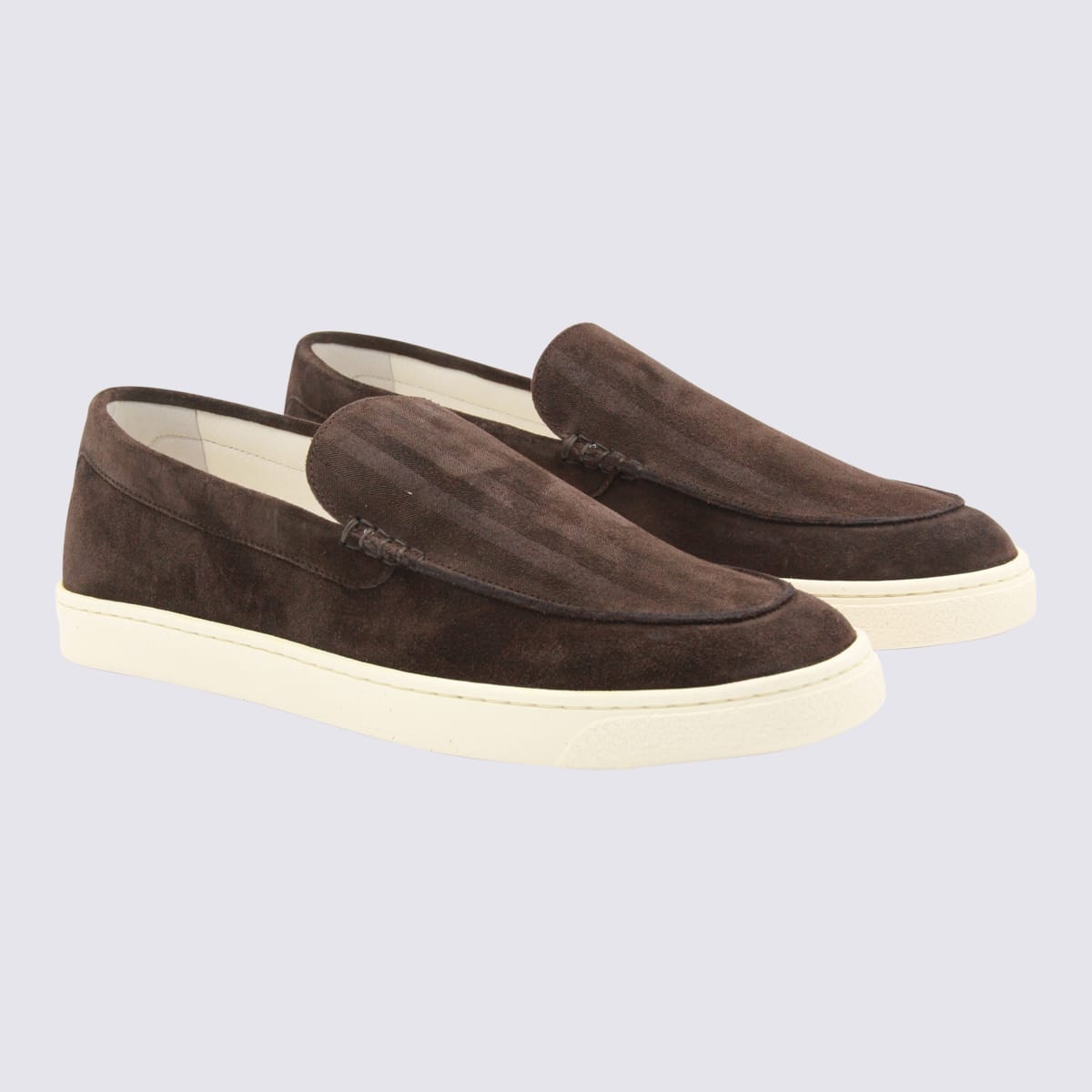 Brunello Cucinelli Suede Leather Loafers In Brown