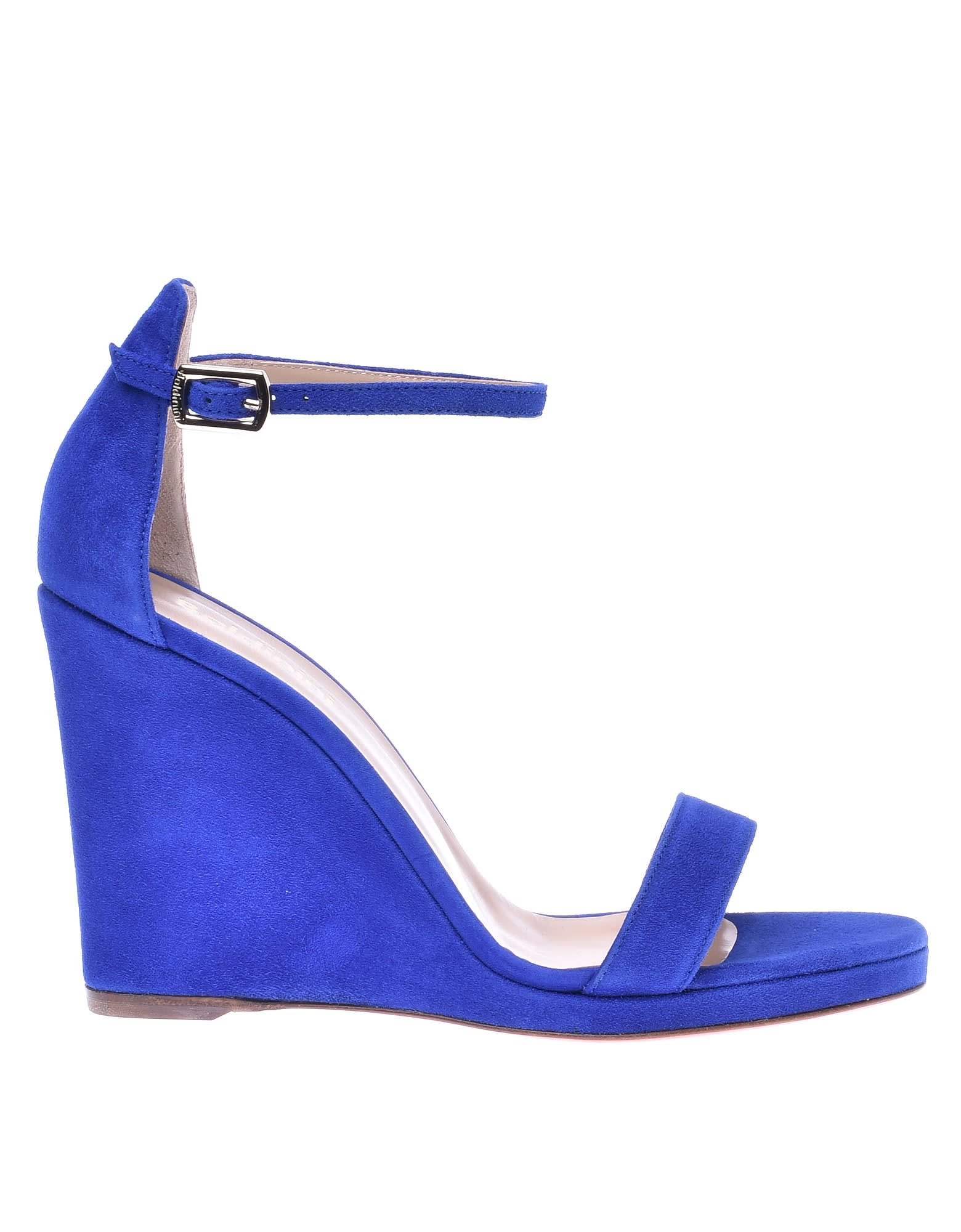 Baldinini Cobalt Blue Suede Wedge Sandal