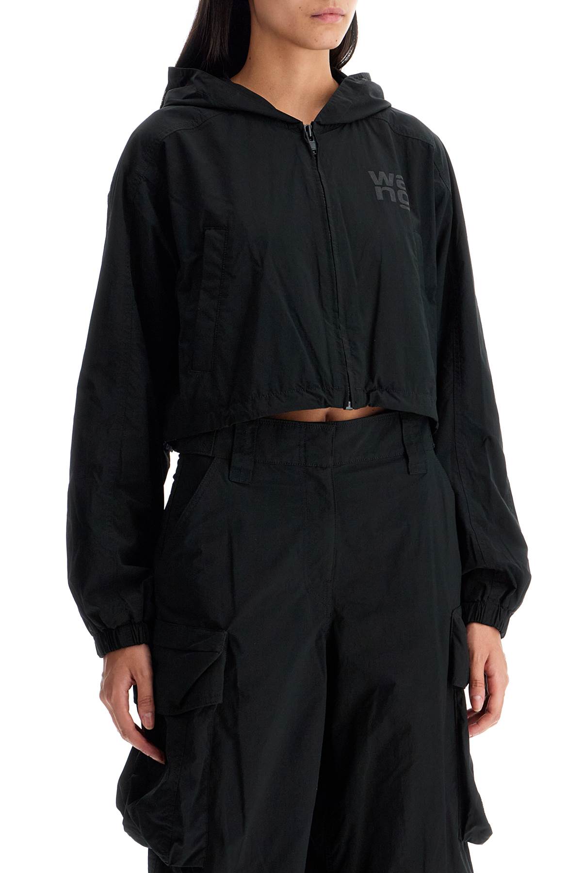 Shop Alexander Wang Cropped Hooded Jacket With In Black (black)