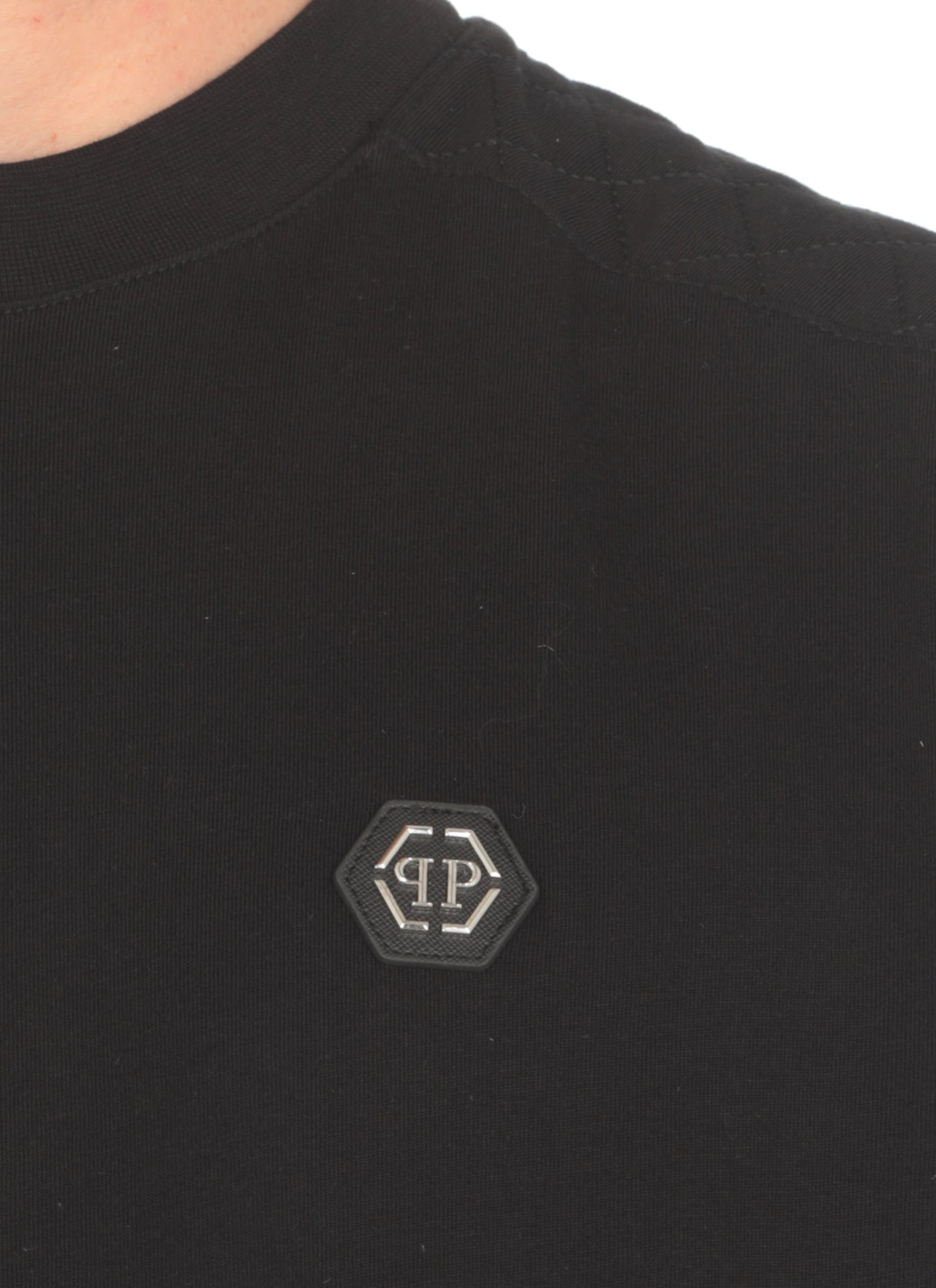 Shop Philipp Plein Quilter T-shirt With Hexagon Logo In Black