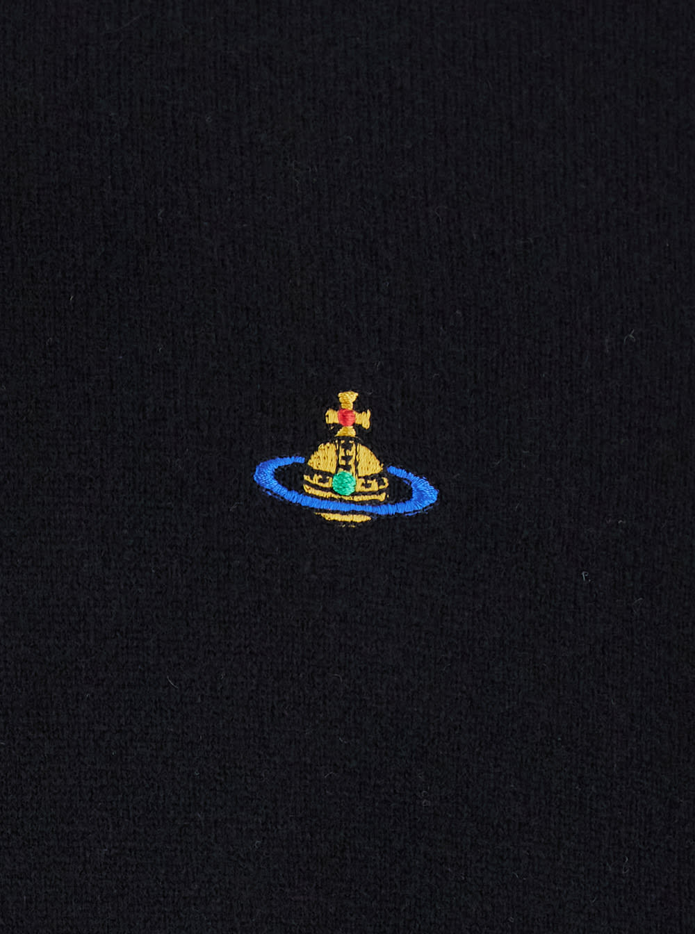 Vivienne Westwood 'alex' Black Crewneck Sweater With Orb Logo Detail On The Front