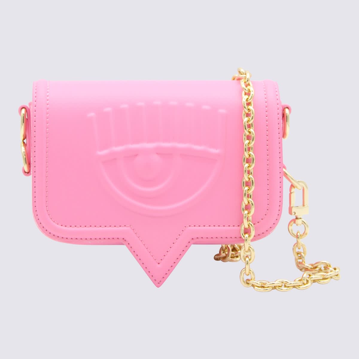 Pink Faux Leather Eyelike Shoulder Bag