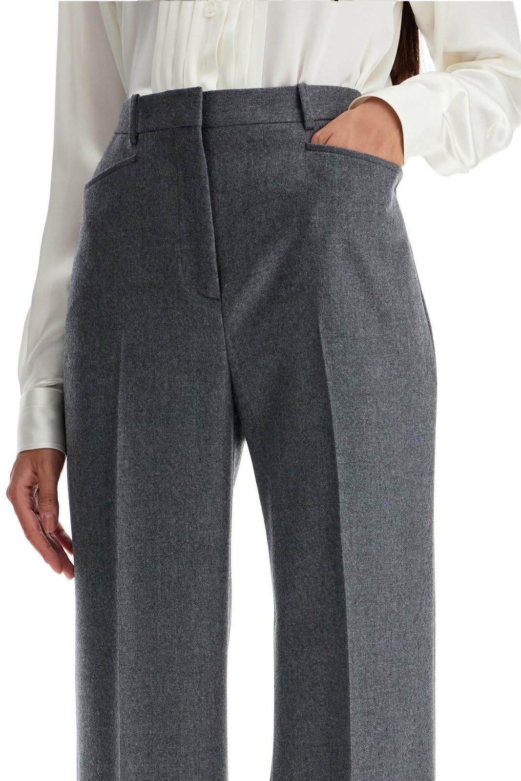 Shop Tom Ford Tailored Bootcut Trousers In Grey Melange