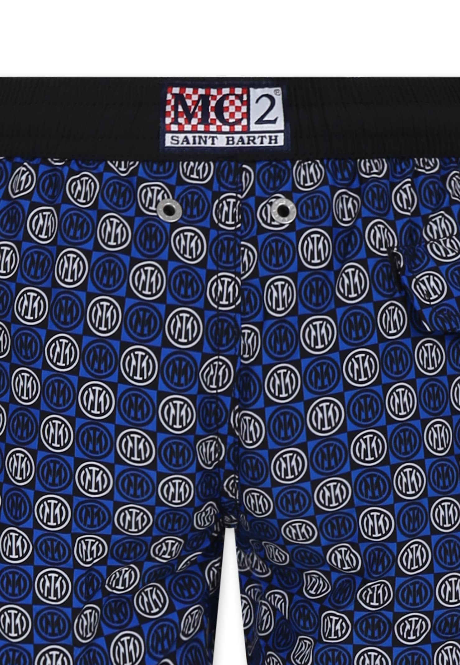 Mc2 Saint Barth Blue Swim Shorts For Boy With Inter Logo In Blue