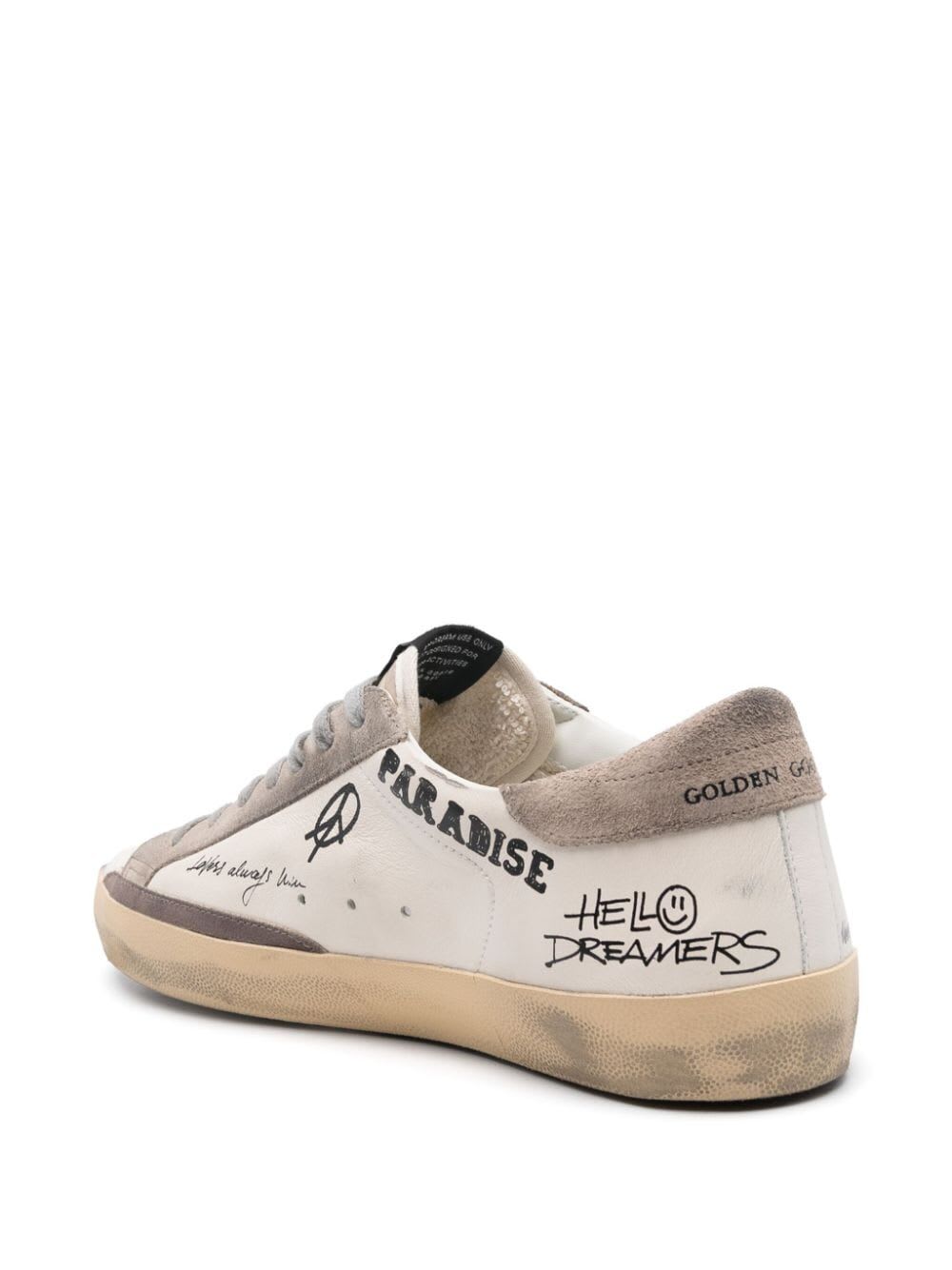 Shop Golden Goose Super Star Nappa Upper Nylon Tongue Suede Star And Heel In White Taupe Cinder