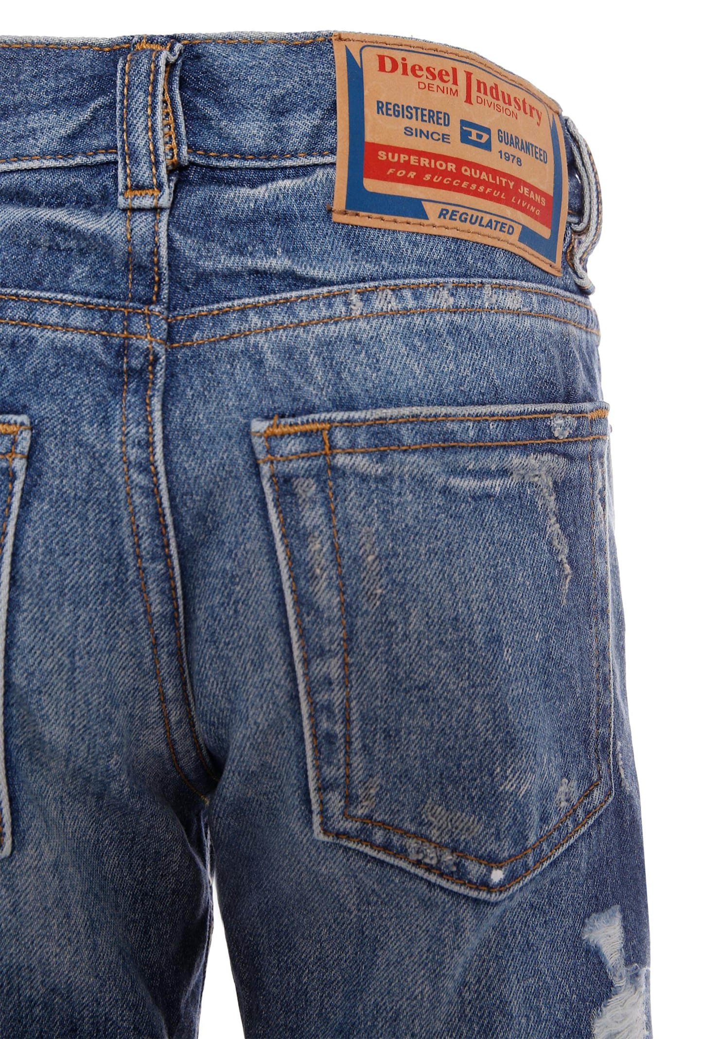 Diesel Denim Jeans For Boy With Logo In Blue